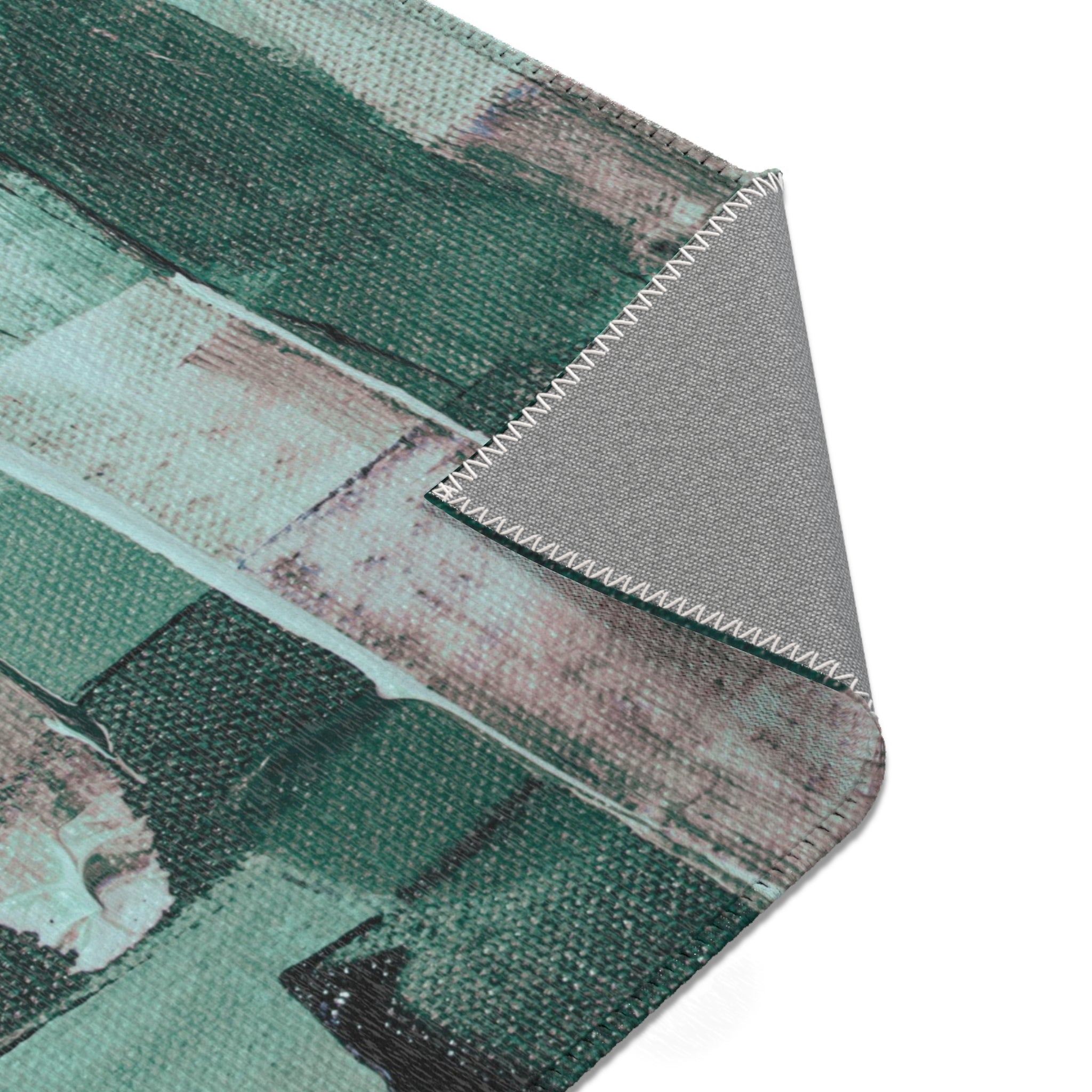 Abstract Area Rug | Teal Green Watercolor