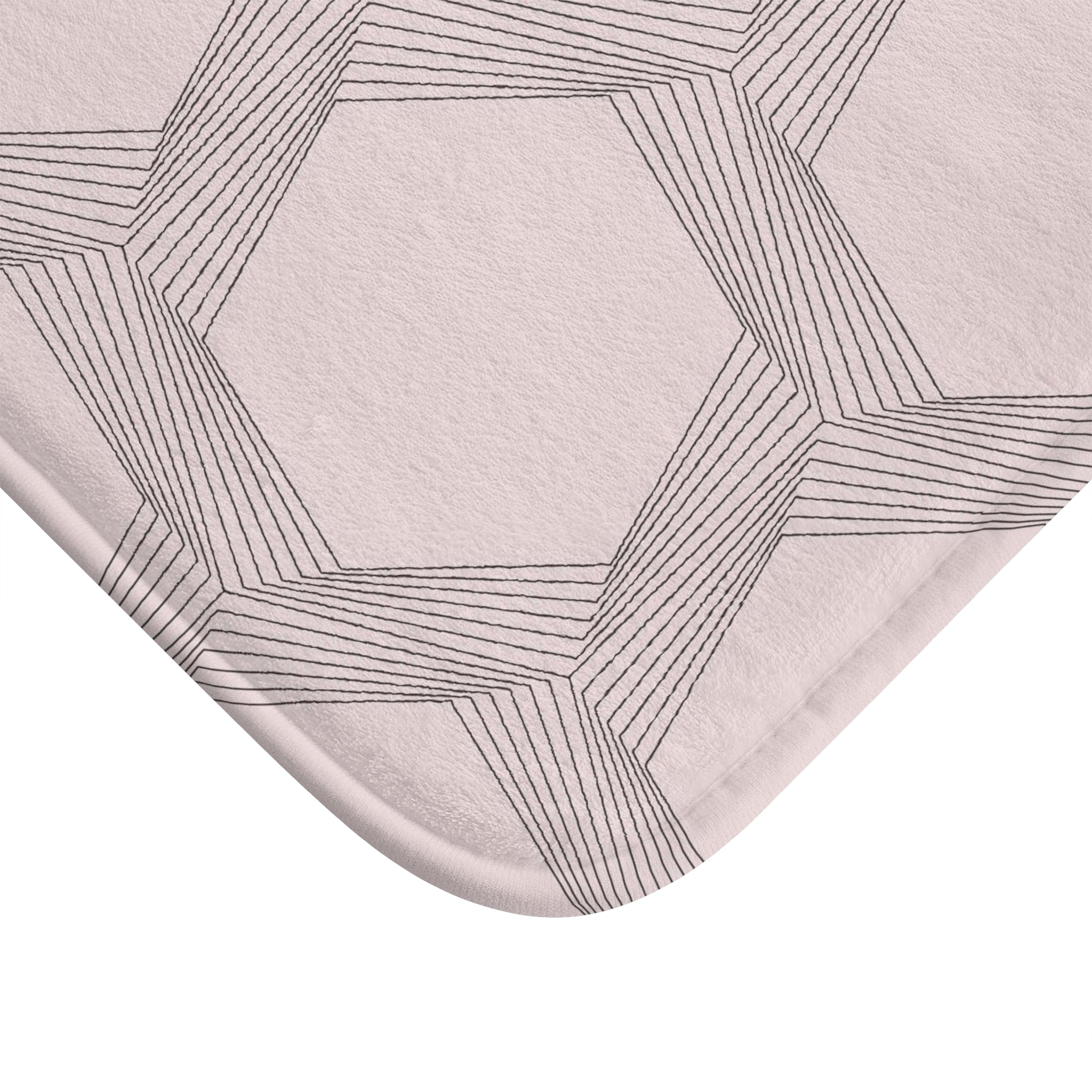 Art Deco Bath, Kitchen Mat, Rug | Blush Pink, Gray Minimalist Geometric