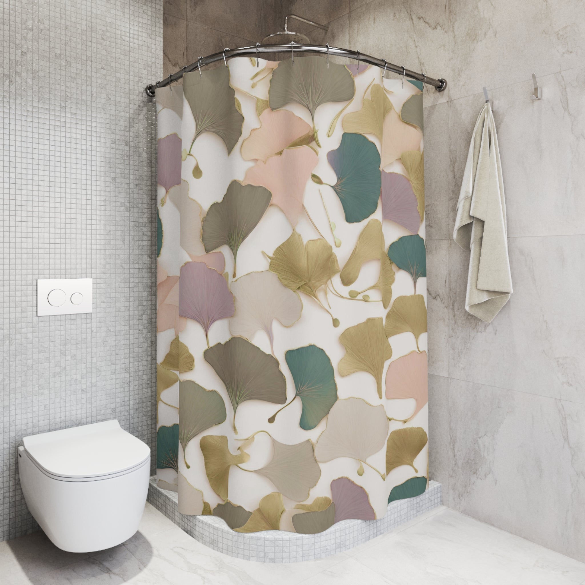 Ginko Floral Shower Curtain | Neutral Earthy Bathroom