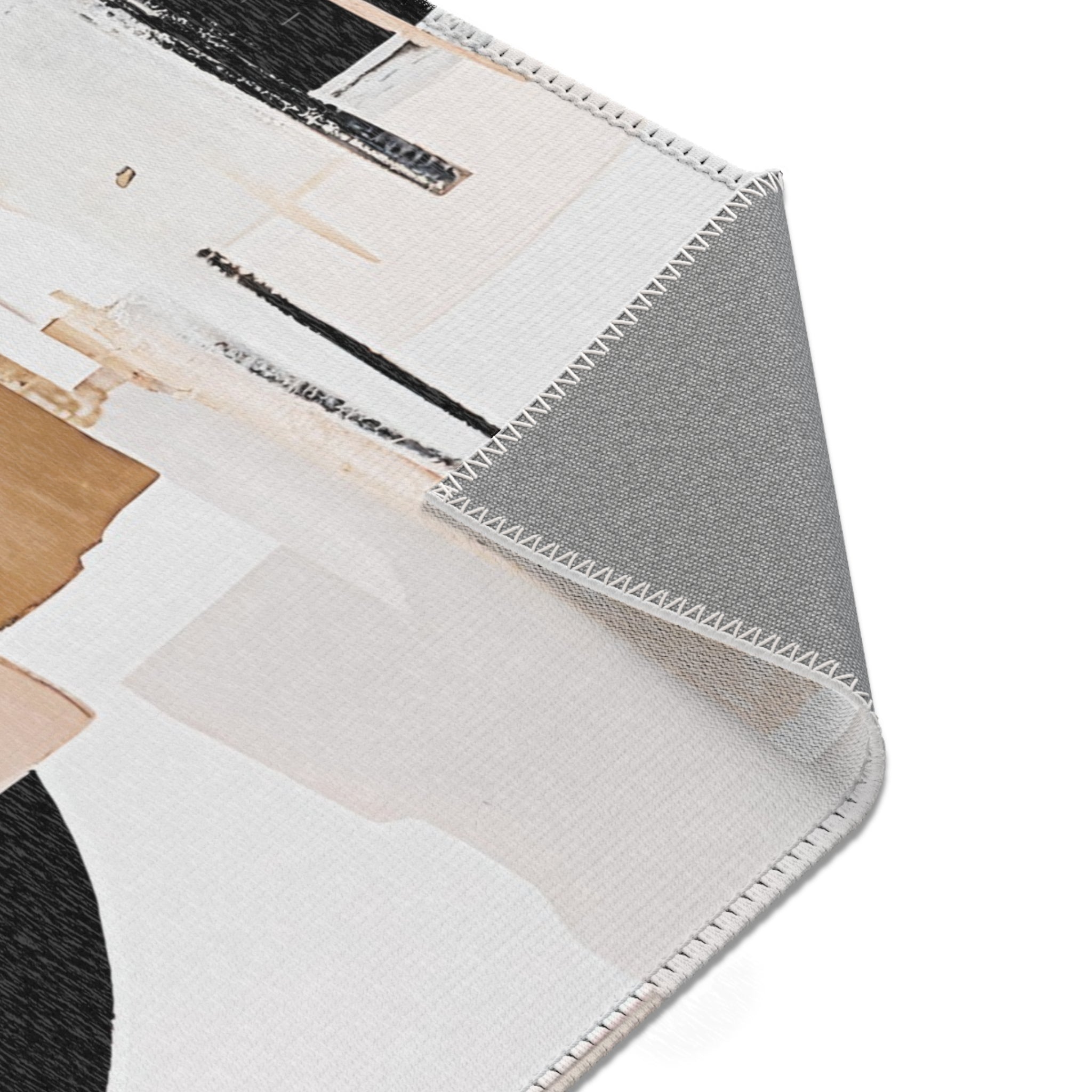 Modern Area Rug | Abstract Beige Grey Black White