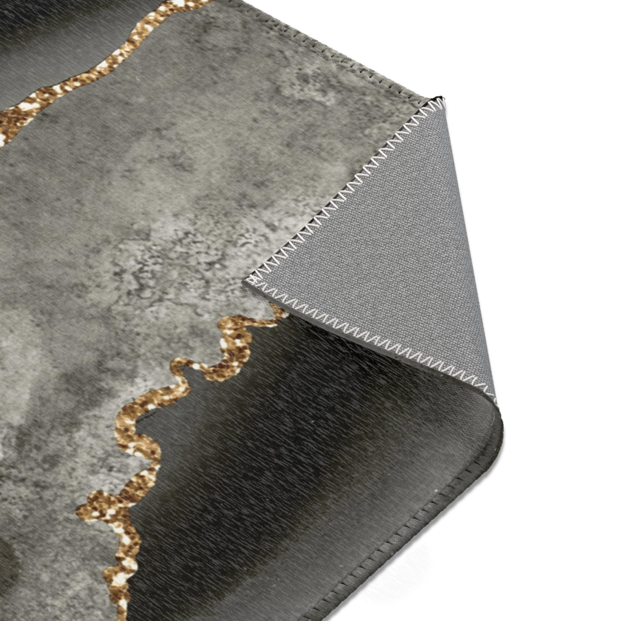 Abstract Area Rug | Retro Marble Print, Slate Grey