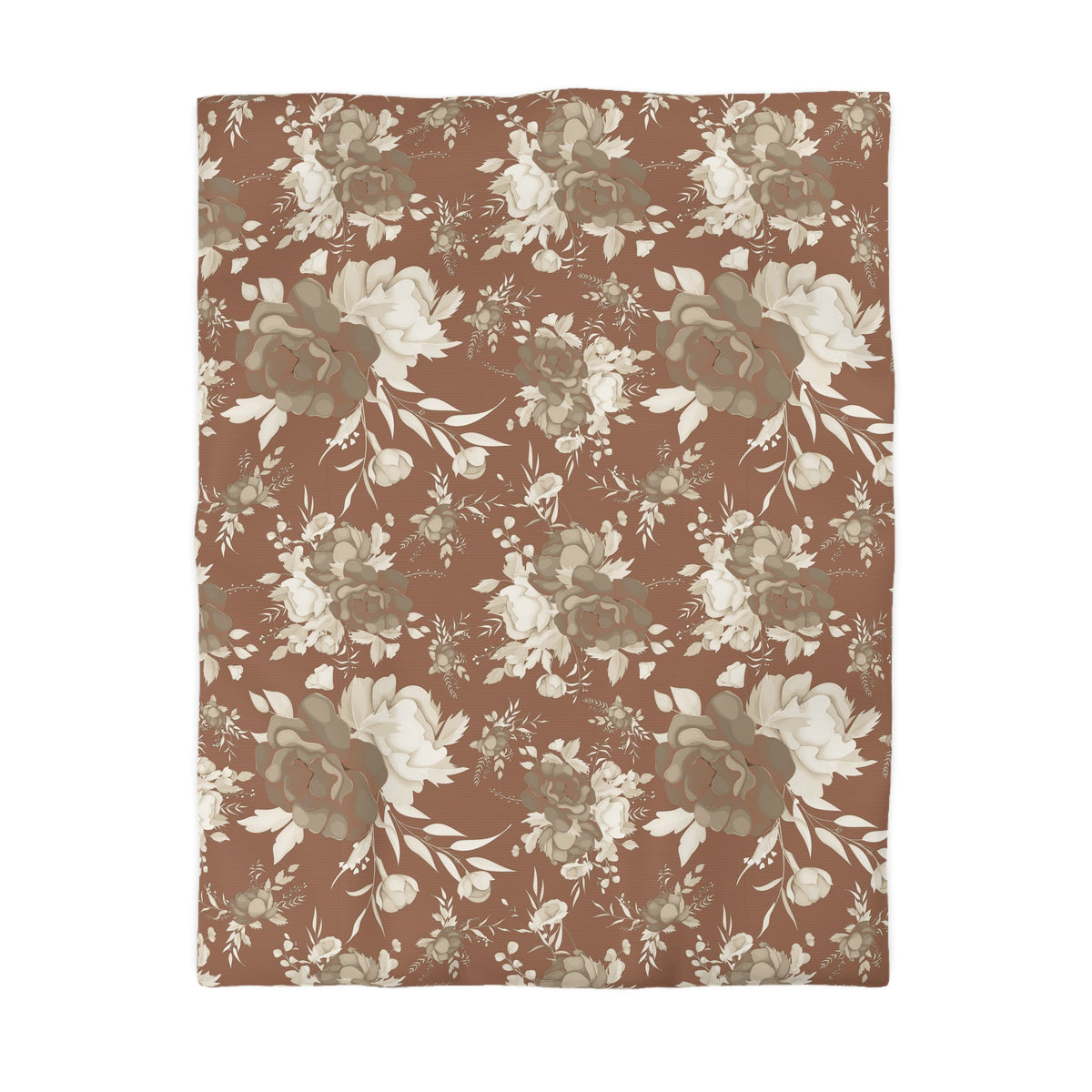 a brown floral pattern with white flowers and leaves.