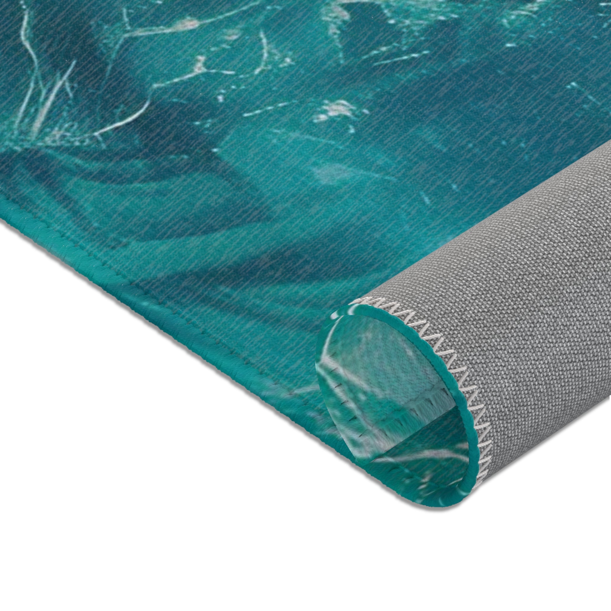 Abstract Area Rug | Teal Green Ocean Watercolor