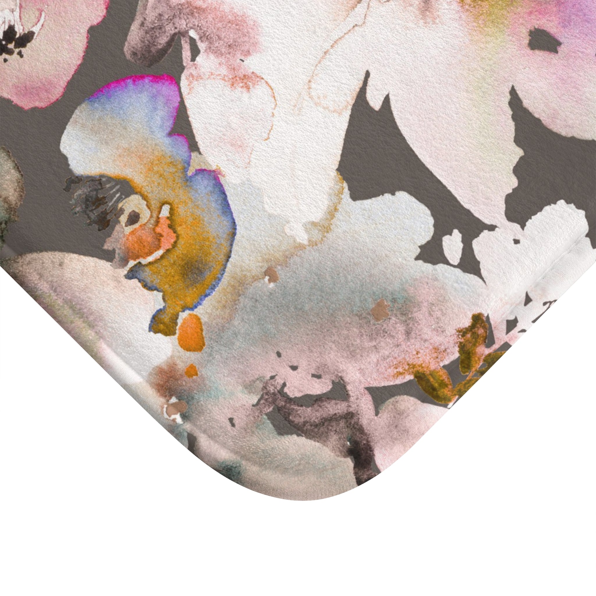 Floral Bath Mat | Grey Pink, White Kitchen Mat
