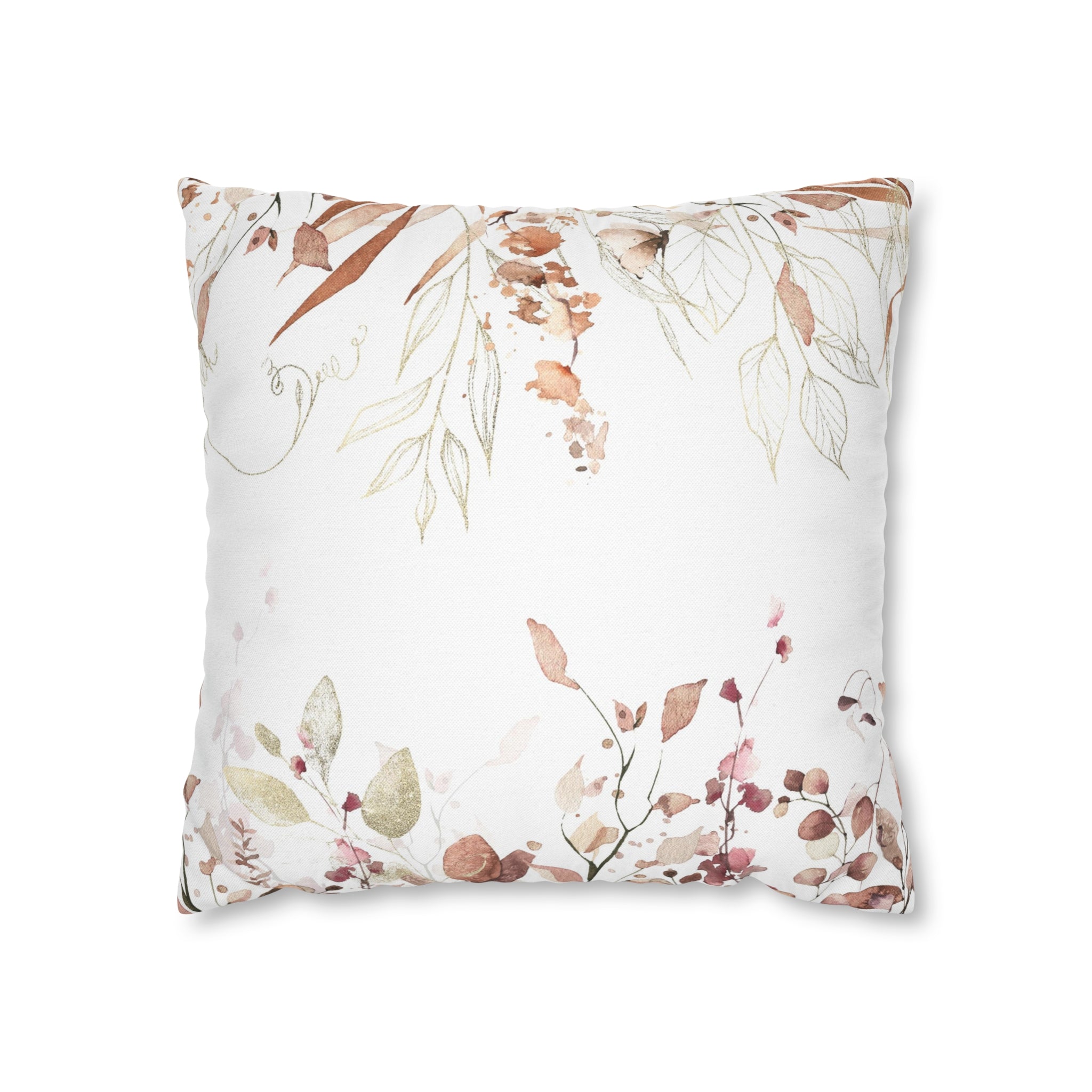 Floral Pillow Cover | White Beige Monstera Leaves