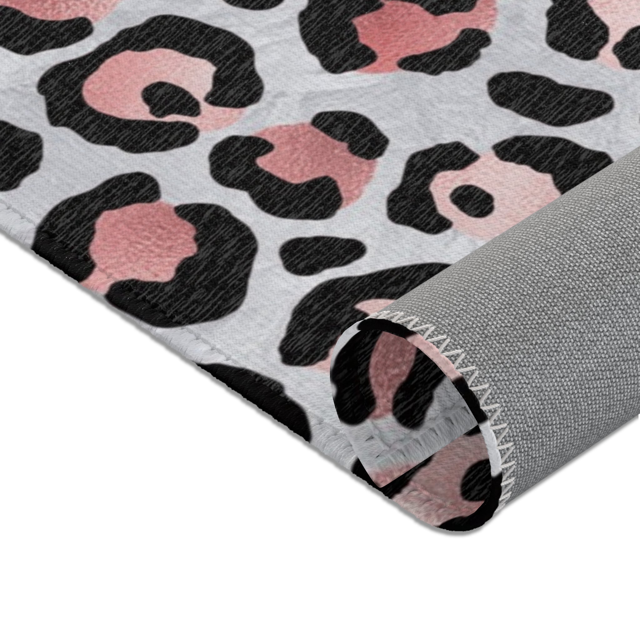 Large Area Rug | Grey Pink Black Animal Print