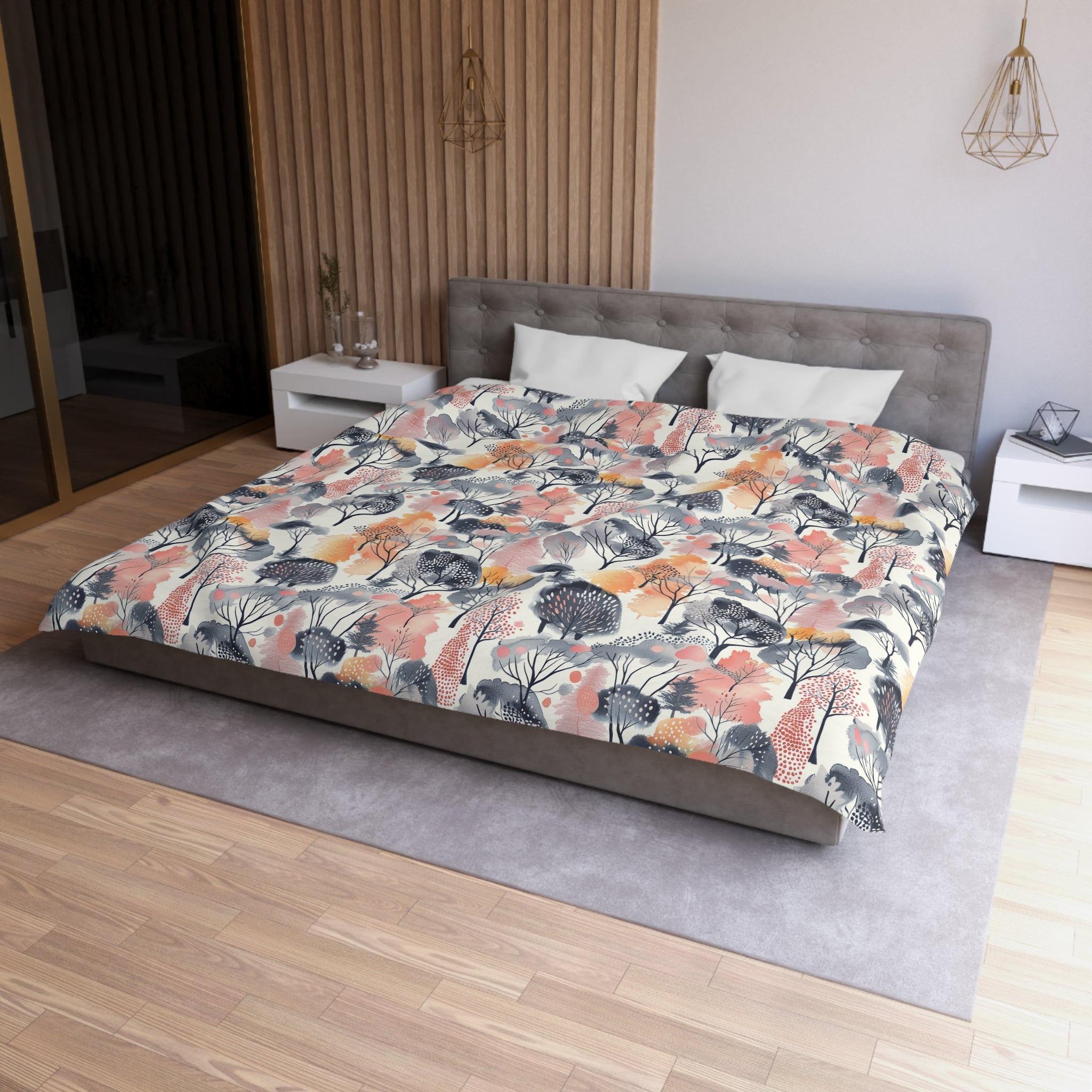 Floral Duvet Cover | Abstract Nature, Trees | Bedroom Decor