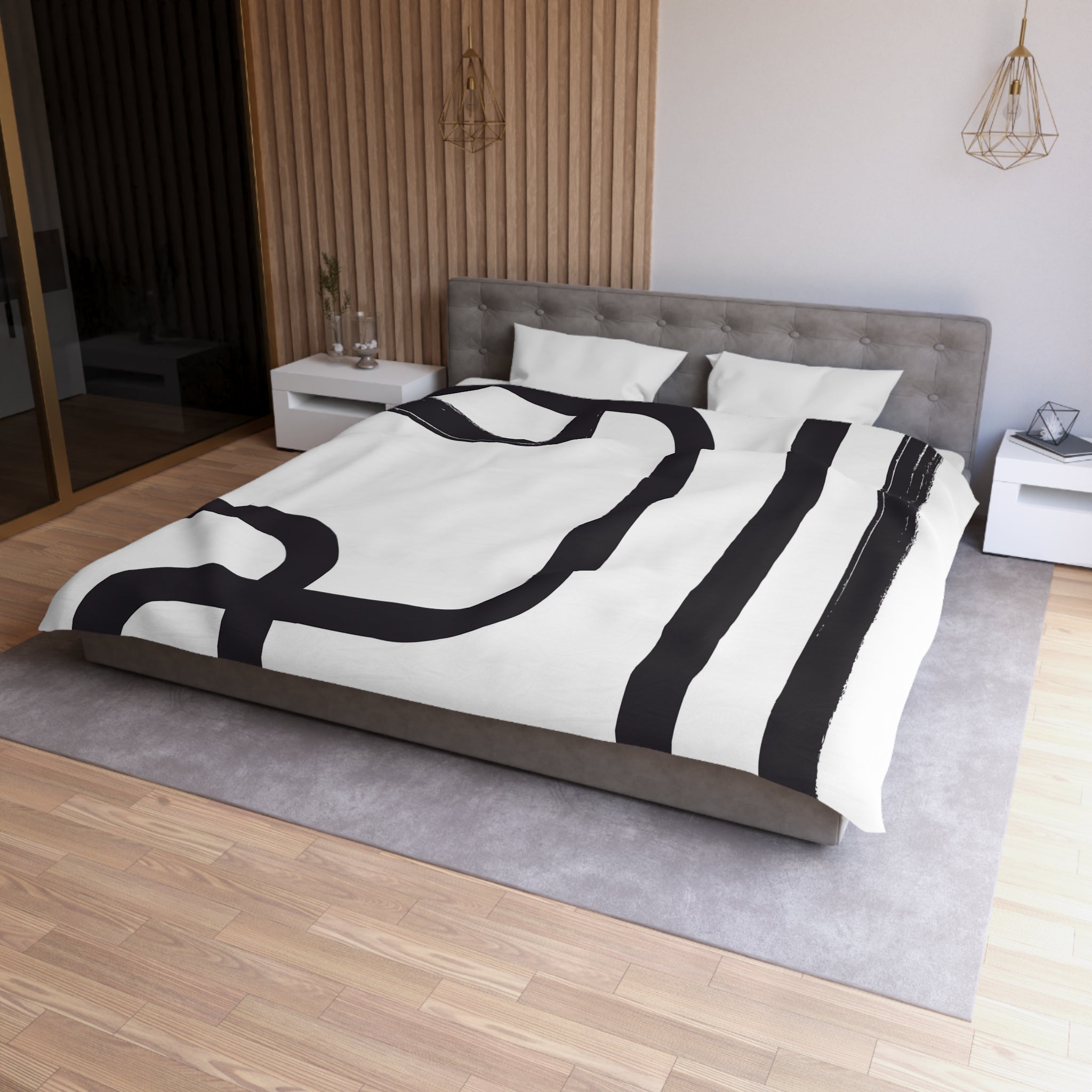 Minimalist Duvet Cover | Black White Bedding Blanket Cover | Bedroom Decor