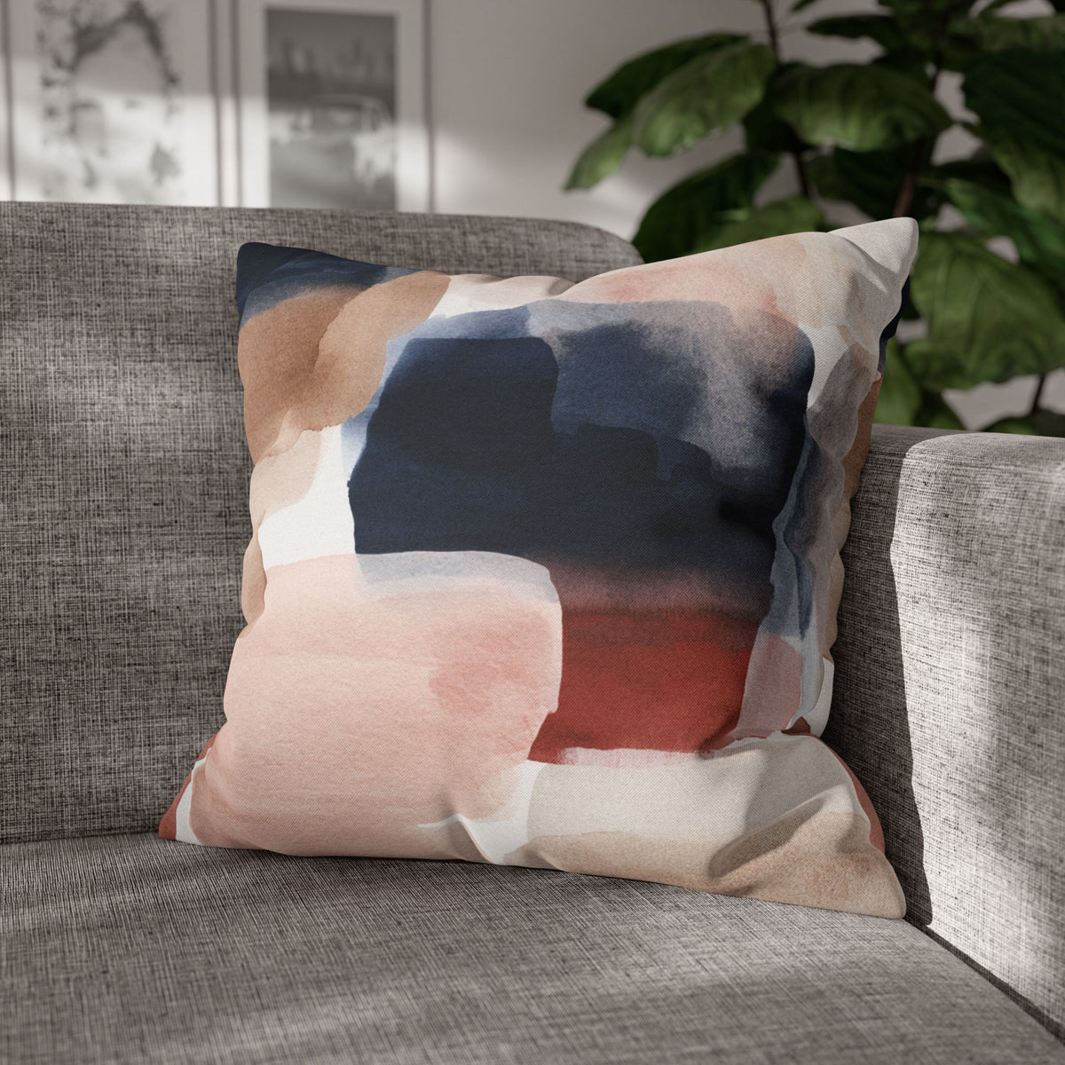 Abstract Pillow Cover | Blush Navy Watercolor Pillowcase