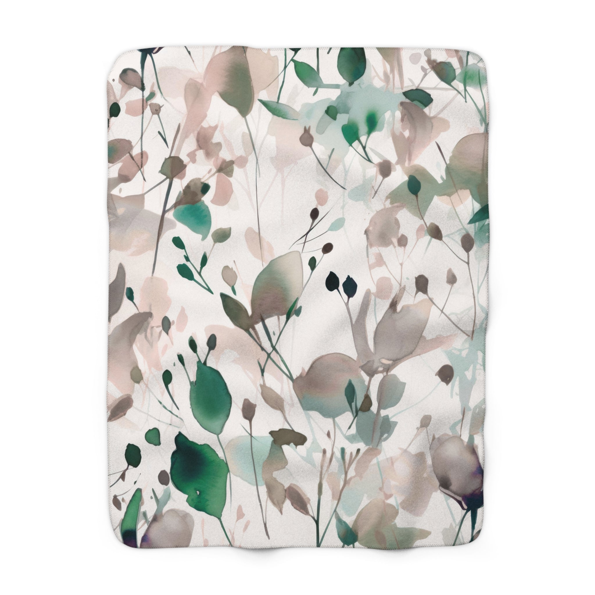 Floral Throw Blanket | Beige Green Watercolor