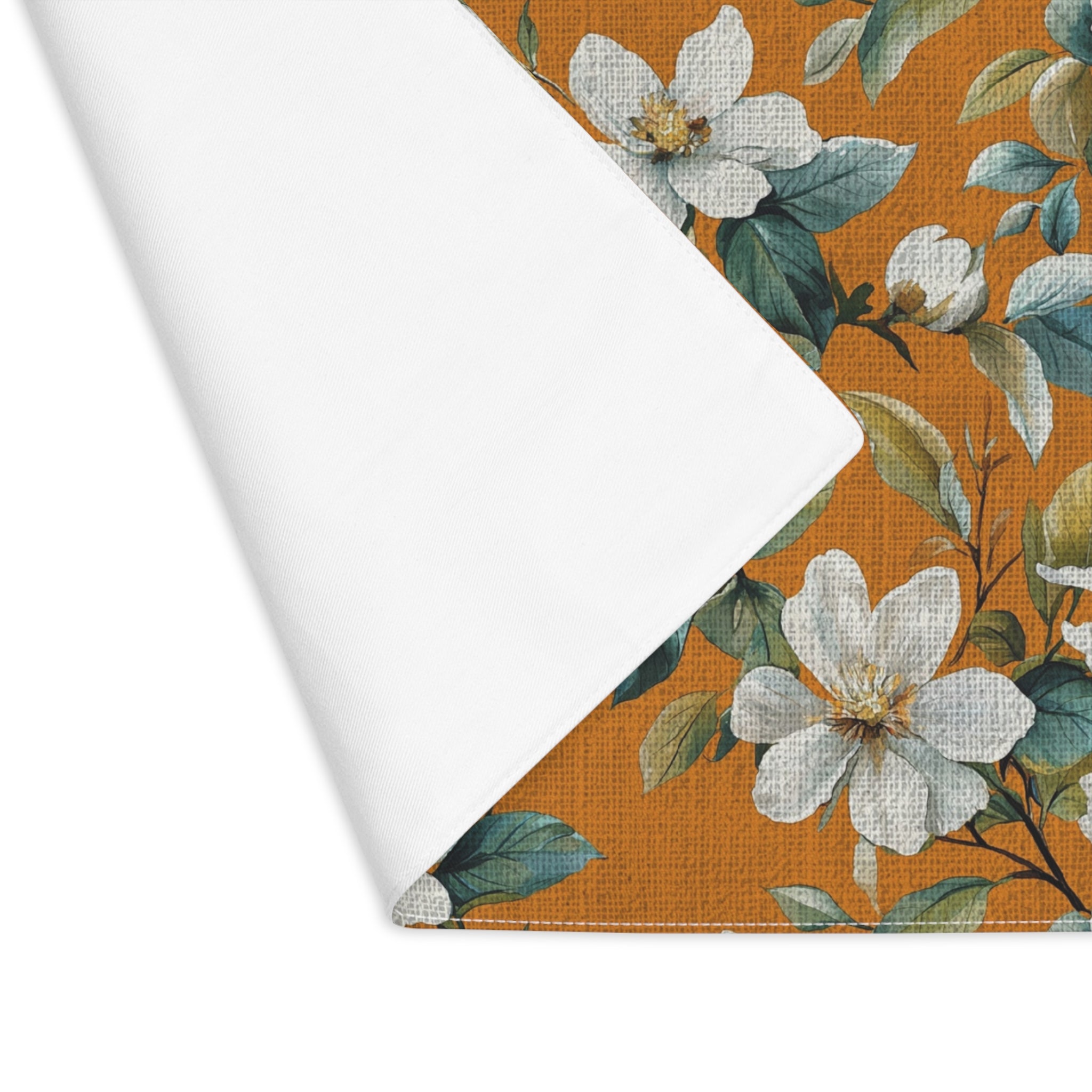 Placemat - Vintage Floral Dining Table Placemat, Orange Teal White