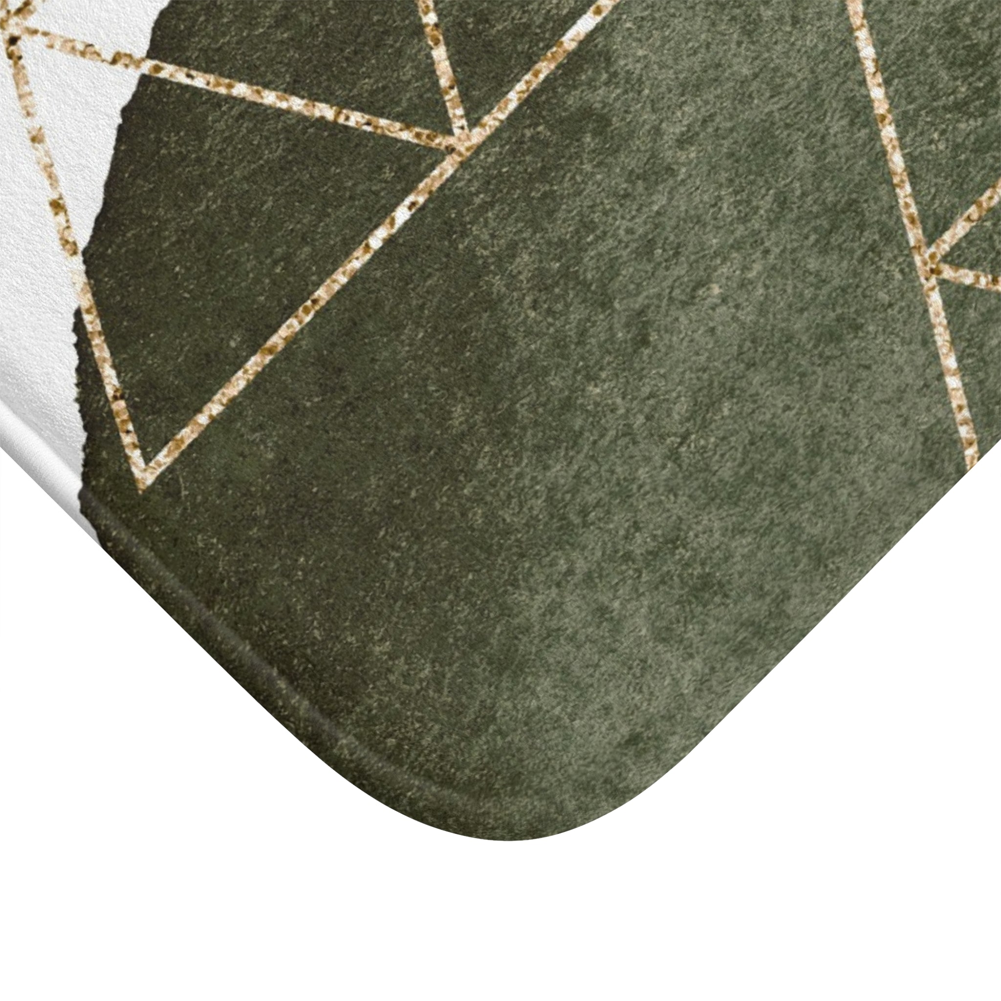 Boho Geometric Bath Mat | Beige Sage Green, White Kitchen Mat