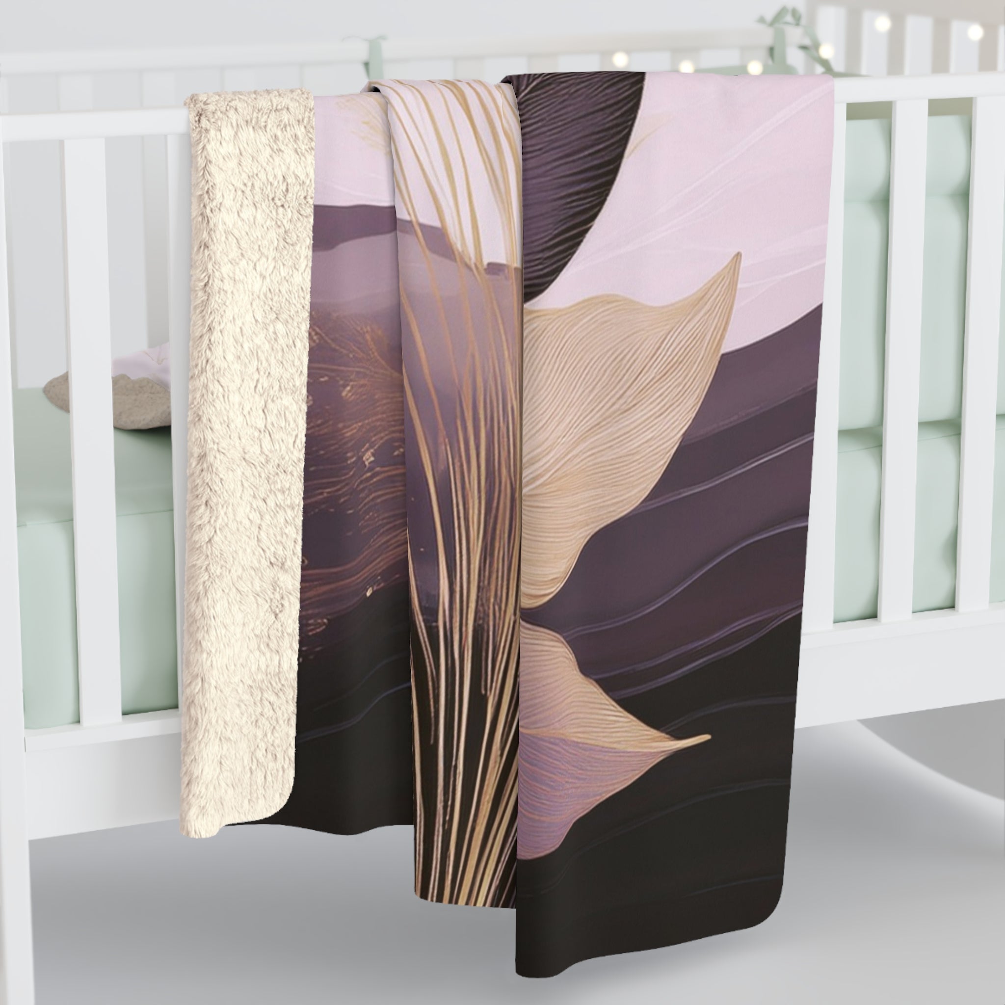 Floral Throw Blanket | Boho Lavender Lilac Purple Leaves