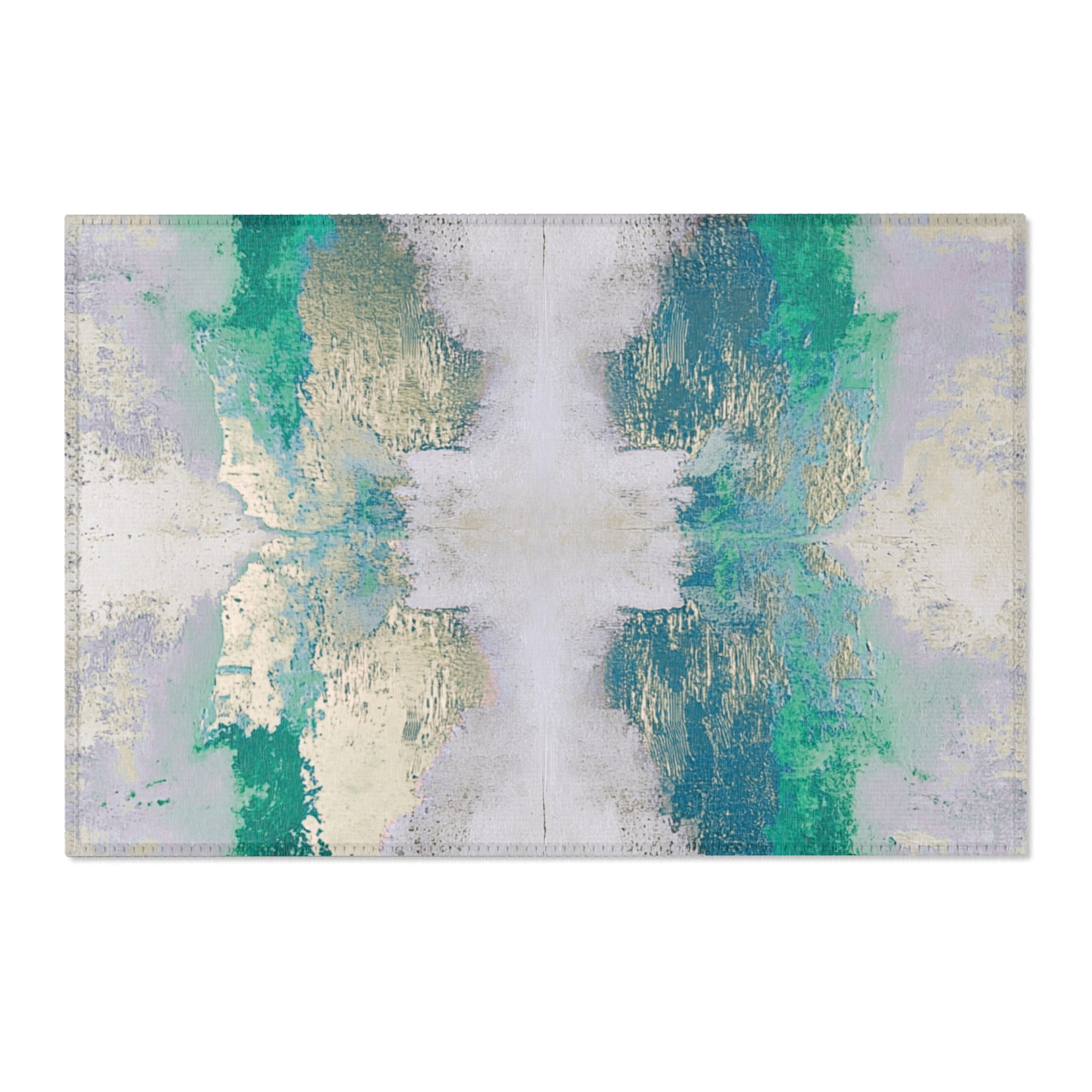 Abstract Ombre Area Rug | Green Watercolor Artsy Rug