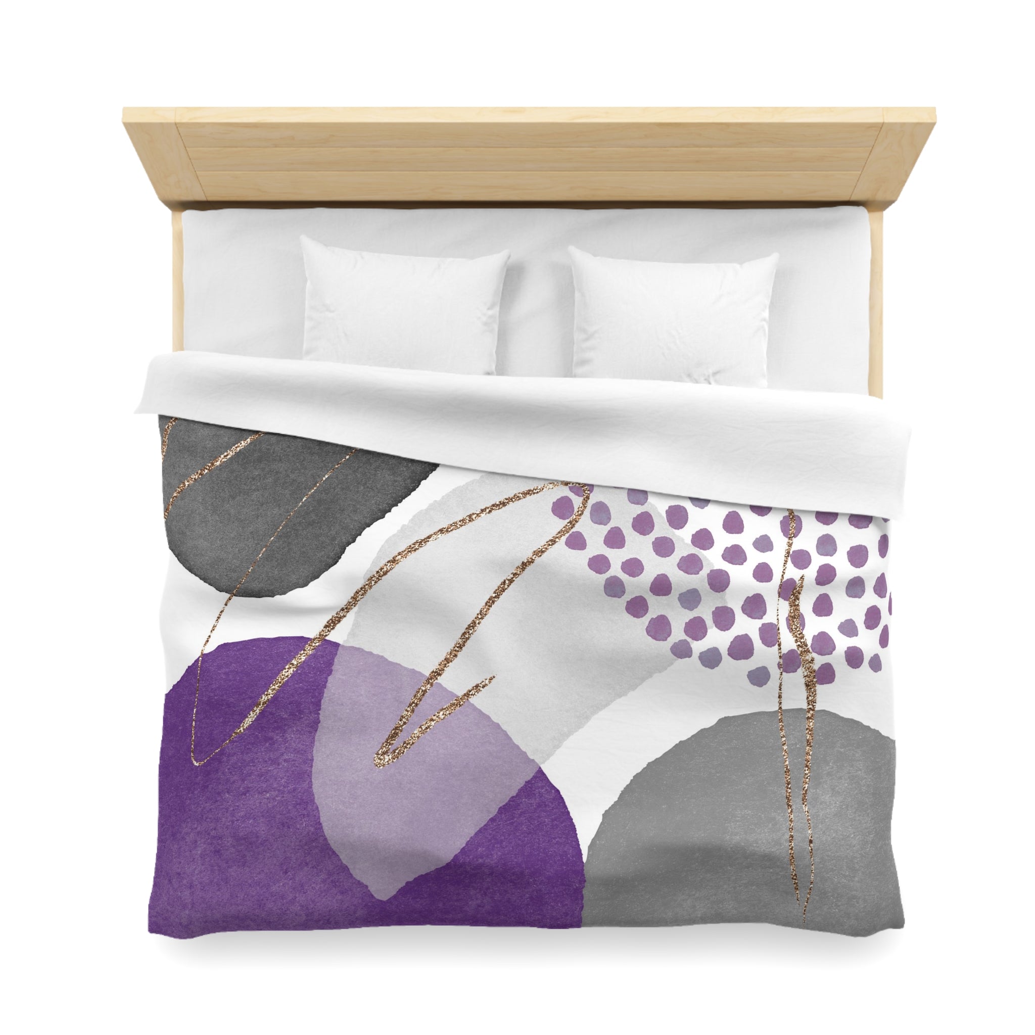 Abstract Duvet Cover | Lilac Violet Purple, Gold Beige Grey White | Bedroom Decor
