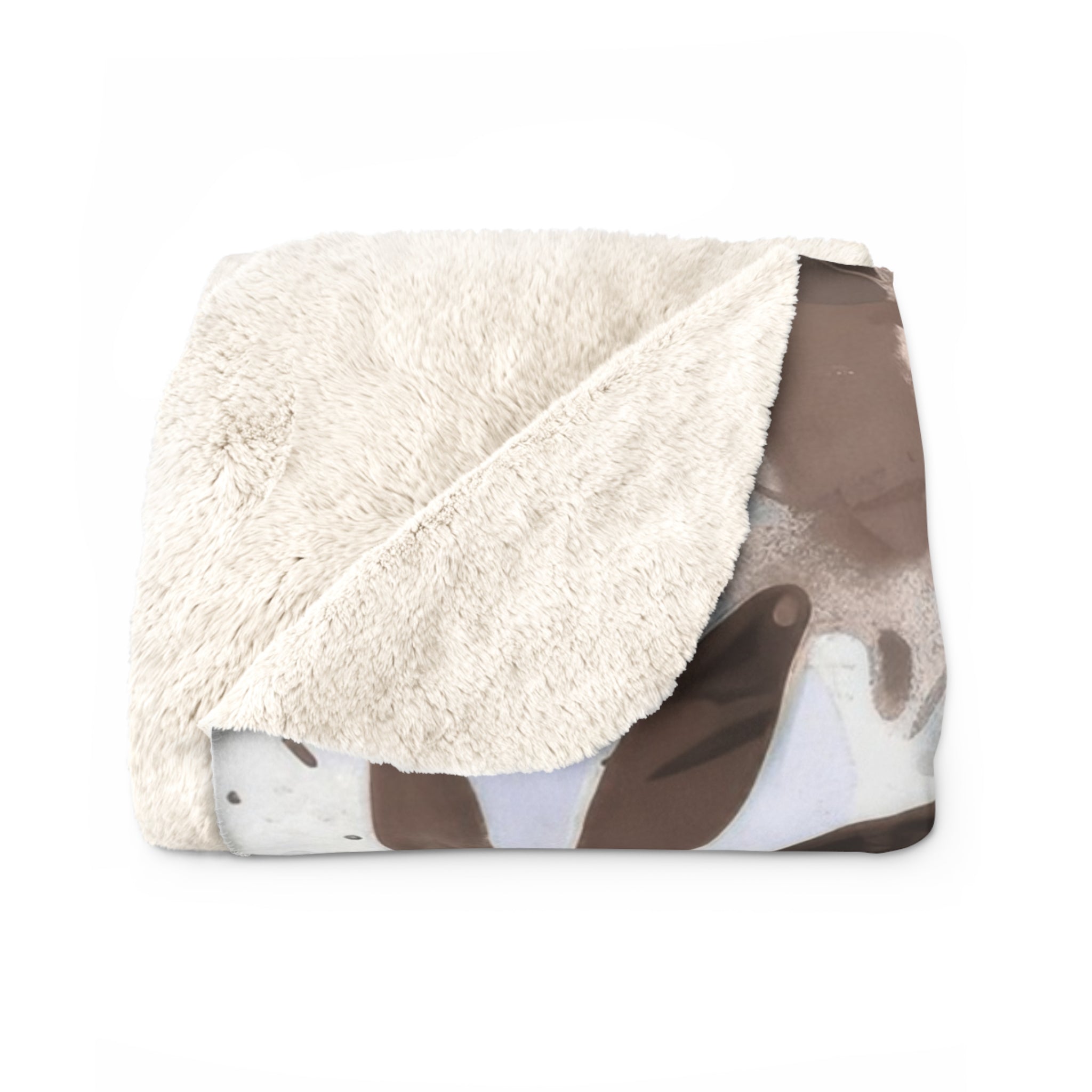 Abstract Floral Throw Blanket | Blue Brown Gradient