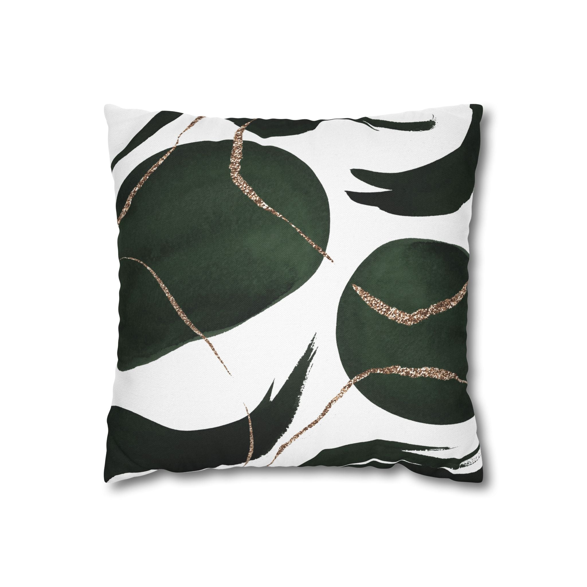 Boho Throw Pillow Cover; Dark Green, Black Couch Cushion