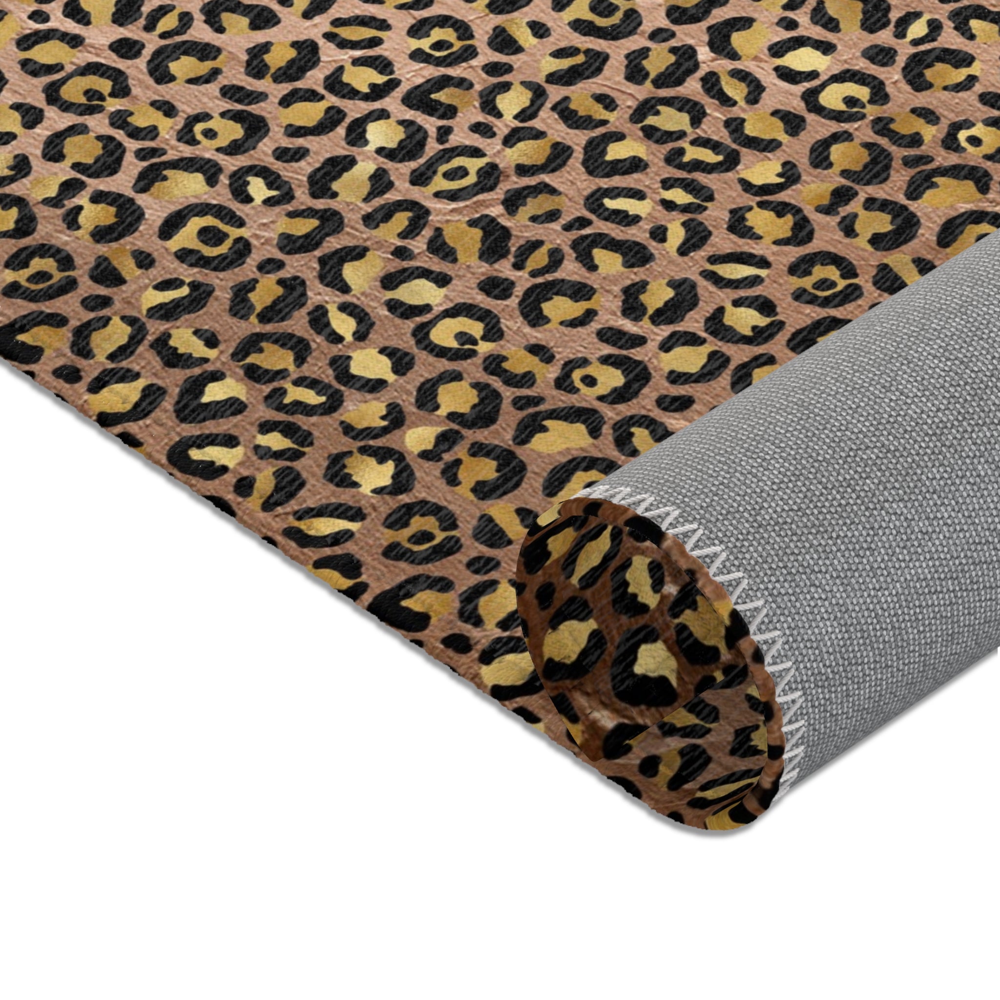Beige Leopard Large Area Rug | Gold Mauve, Brown Animal Print