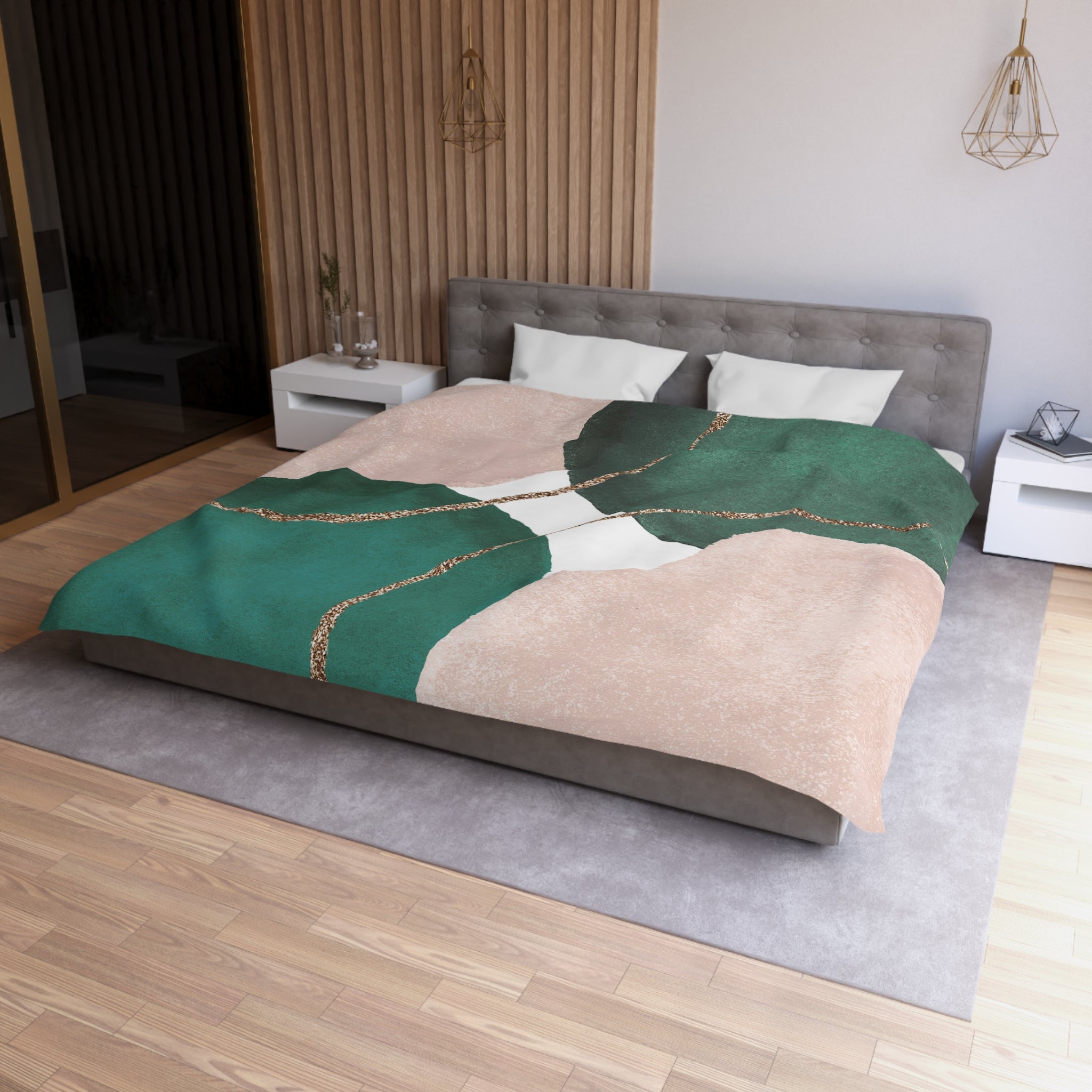 Abstract Watercolor Duvet, Pillow Cover | Green Blush Pink Bedroom Decor