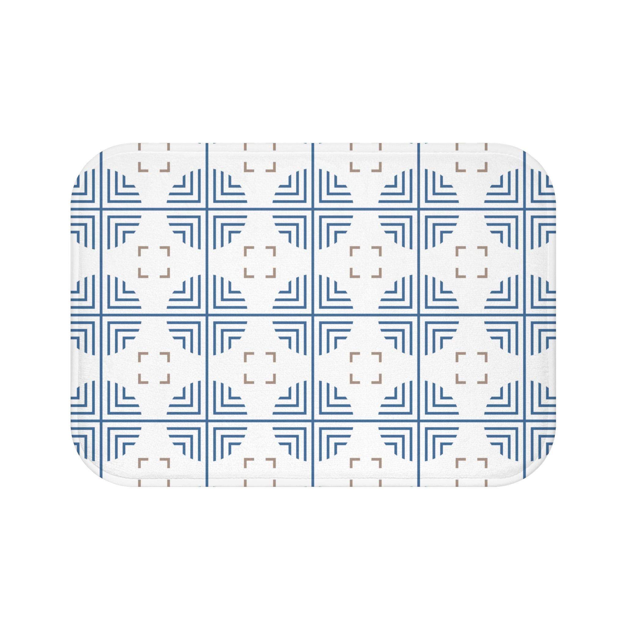 Retro Bath, Kitchen Mat | Art Deco Blue, White, Beige