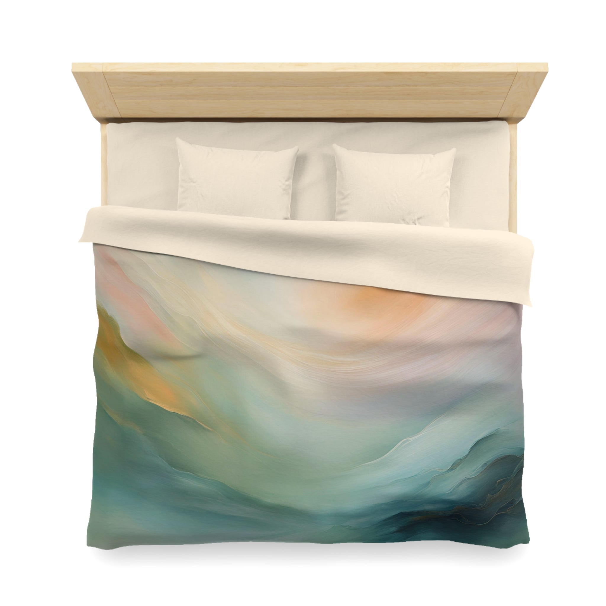 Green Duvet Cover | Colorful Yellow Pink, Ombre | Bedroom Decor