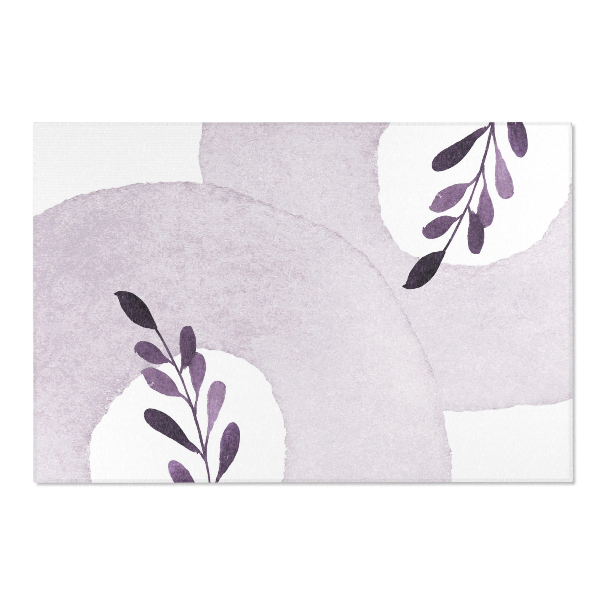 Abstract Large Area Rug | Modern Lavender Leaves Watercolor Rug