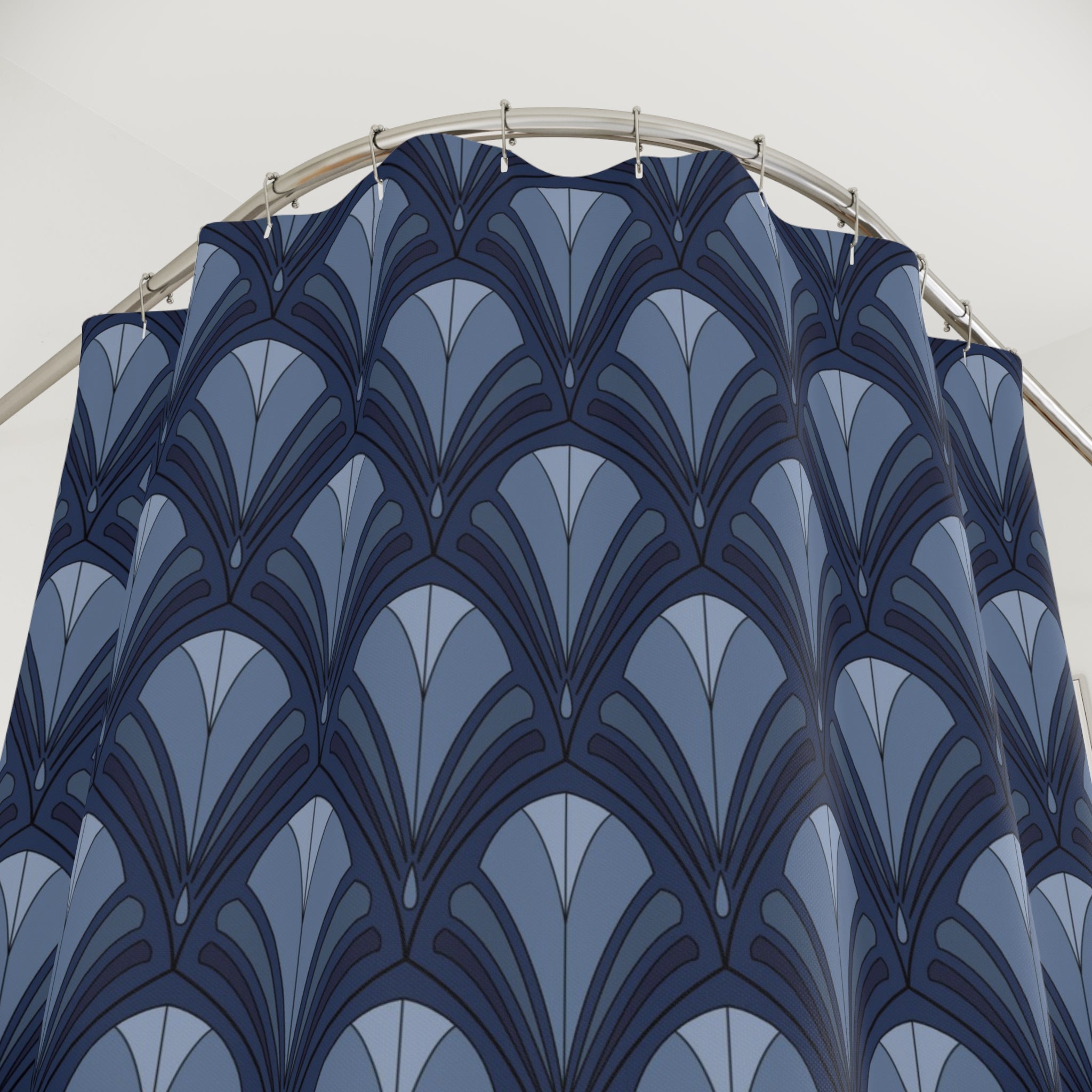 Art Nouveau Shower Curtain | Dark Navy Blue, Art Deco