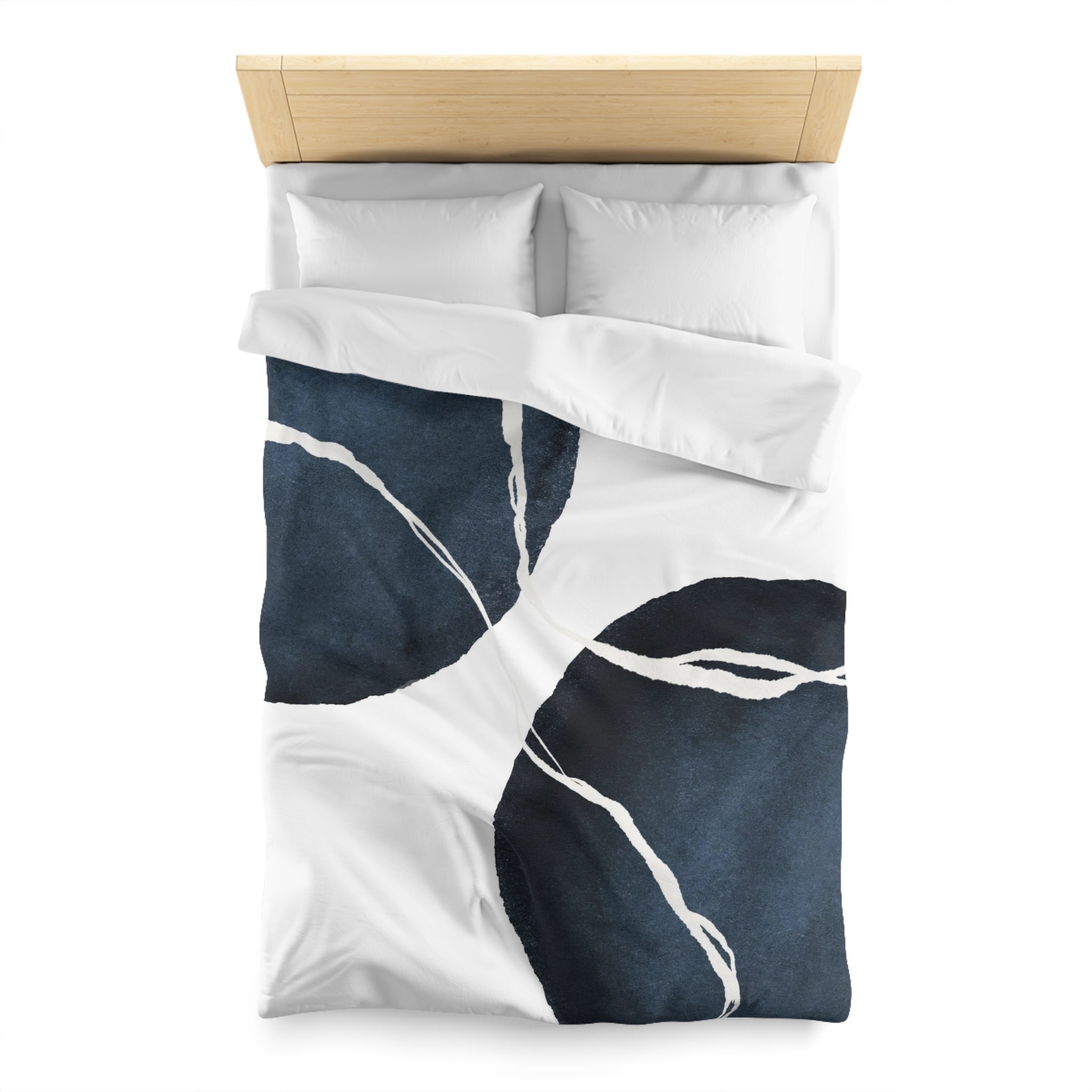 Abstract Duvet Cover | White, Navy Blue, Minimalist | Bedroom Decor