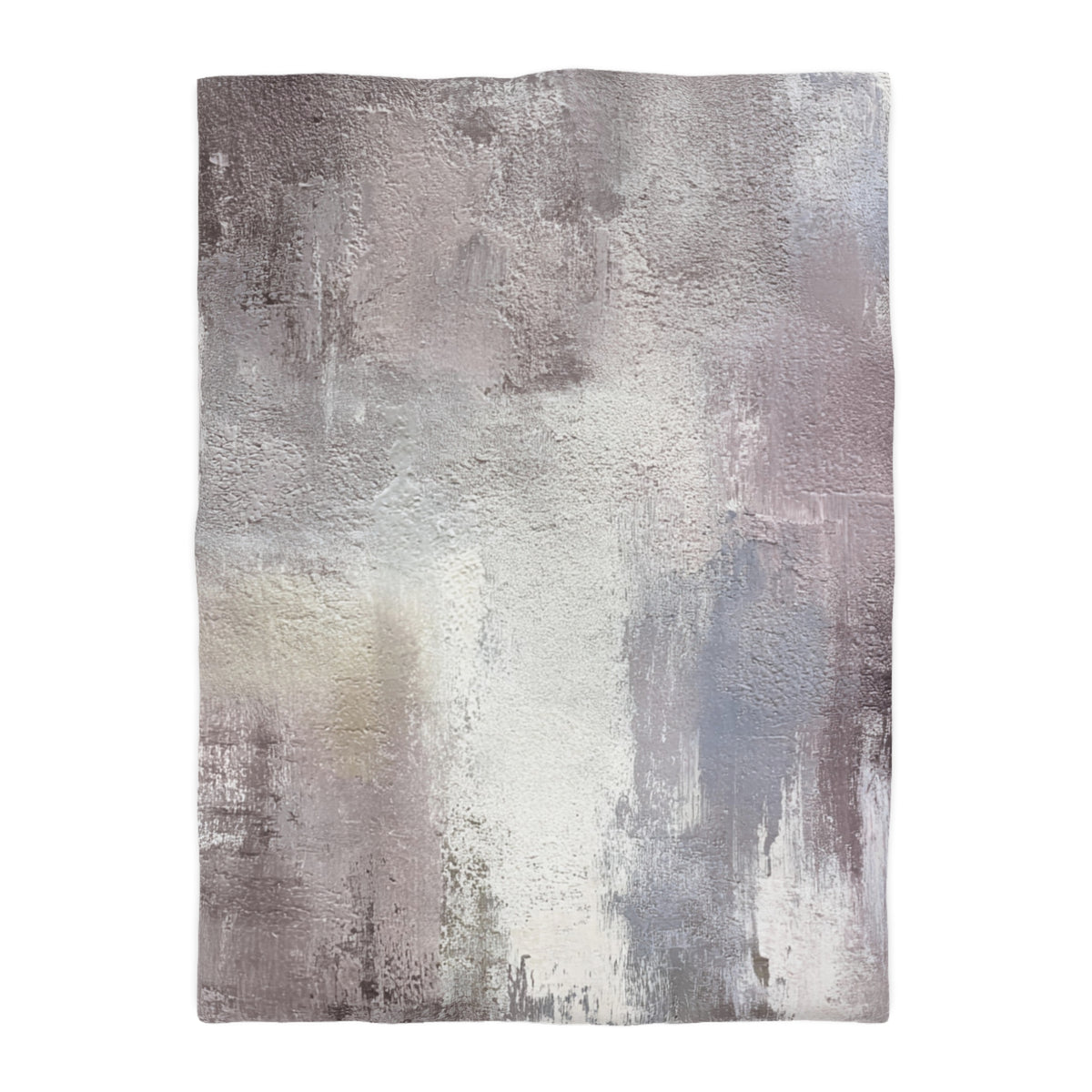 The image is a textured abstract painting with a mix of gray, white, and brown colors.