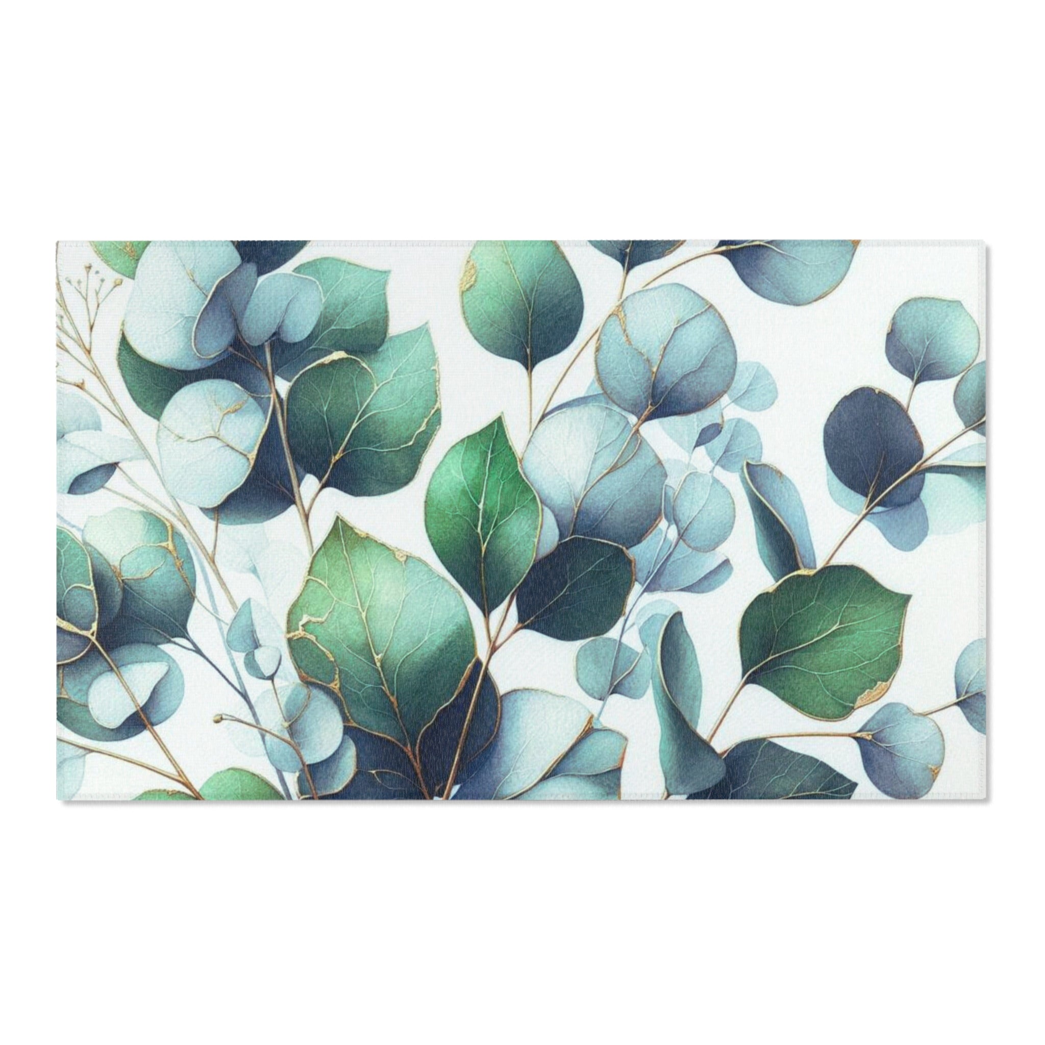 a close-up view of a variety of green leaves with gold accents, creating a visually striking and intricate pattern.