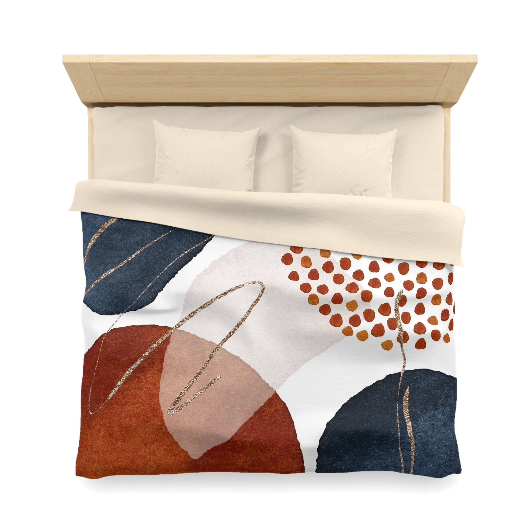 Abstract Duvet Cover | Rust Red, White, Navy Blue | Bedroom Decor