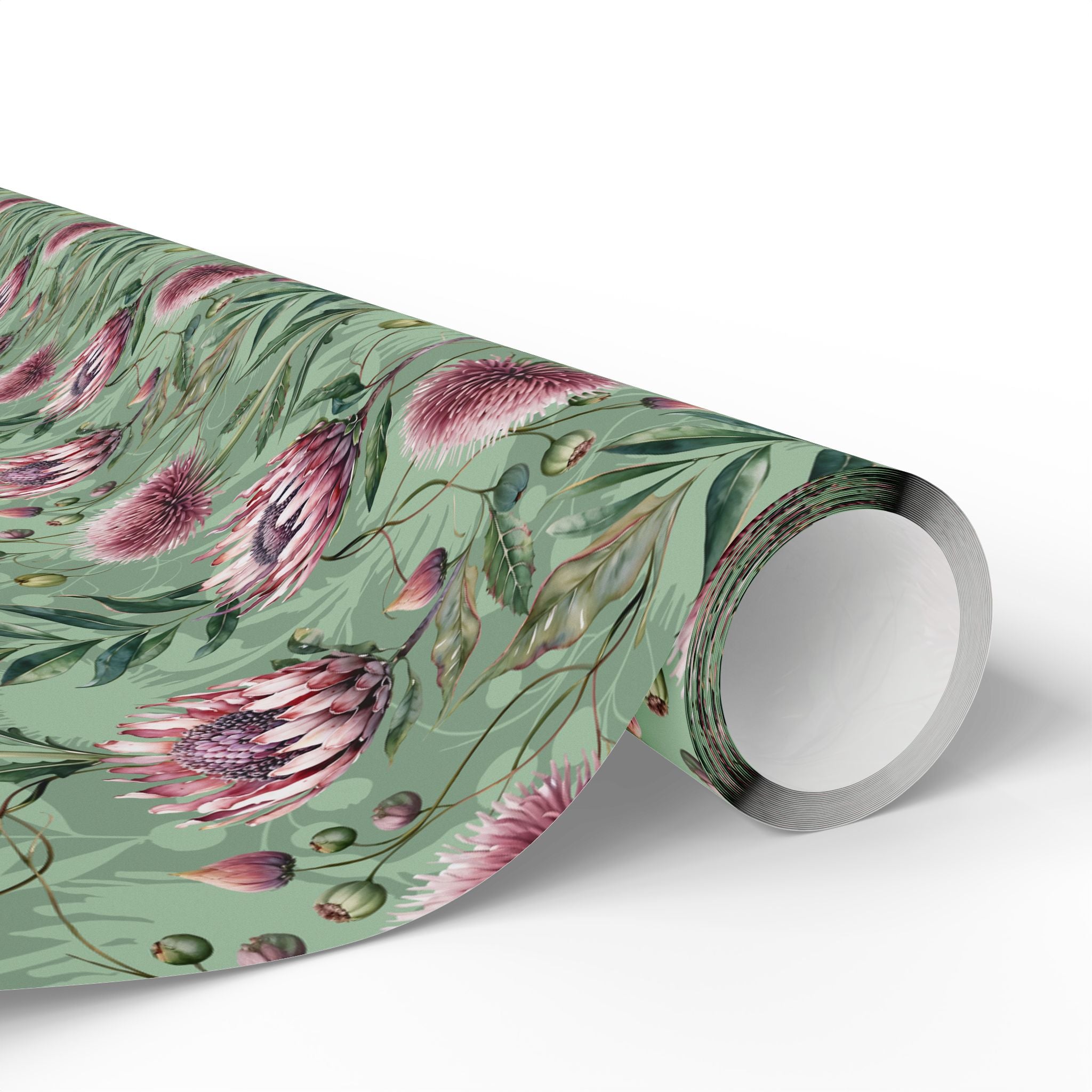 Gift Wrapping Paper | Colorful Sage Green, Pink Floral Wrap for the Holidays, Birthdays