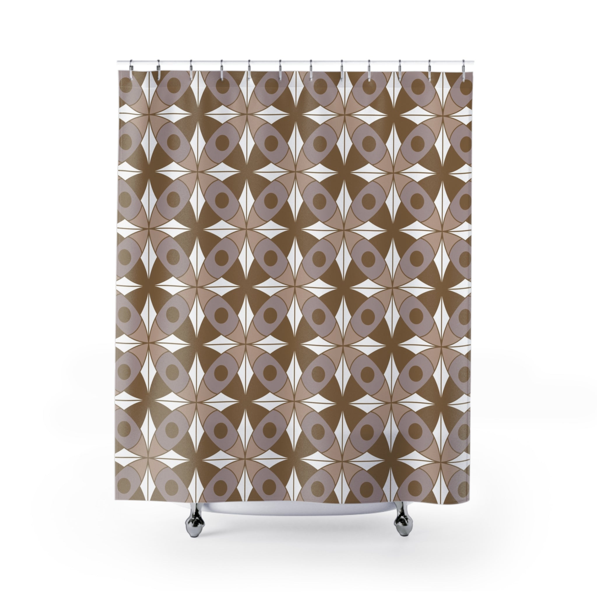 Retro Shower Curtain | Vintage Art Deco, Nouveau Taupe Beige, Grey