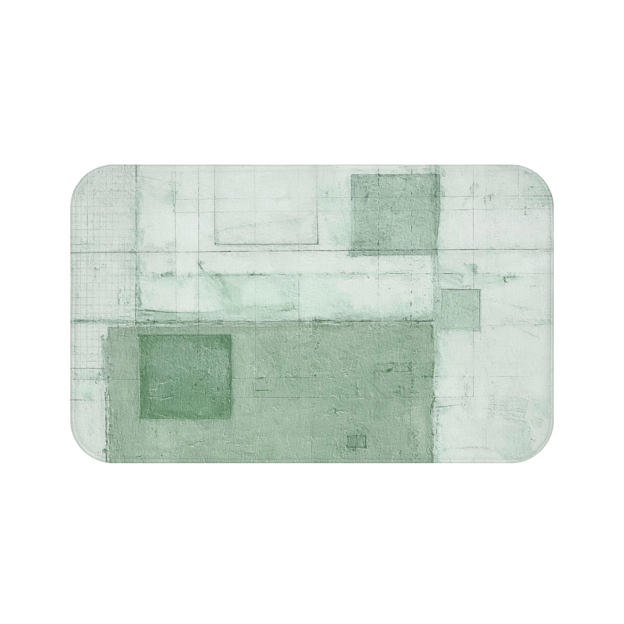 Abstract Bath Mat | Rustic Sage Pale Green Geometric Kitchen Mat