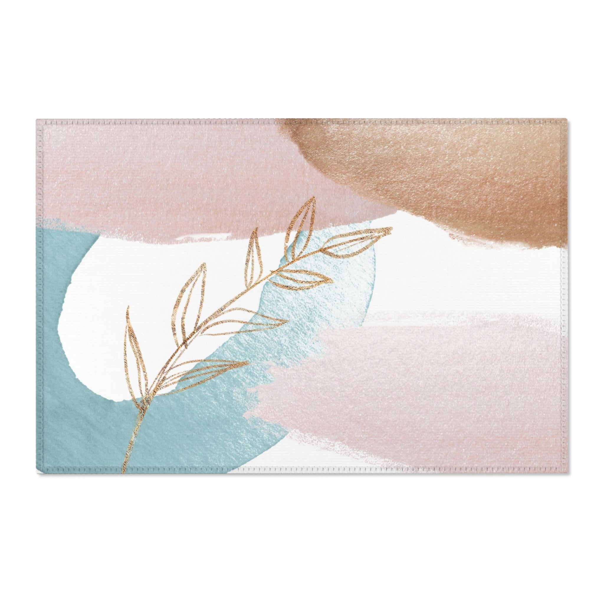 Abstract Boho Area Rug | Pastel Blue, Blush Pink, Beige Minimalist
