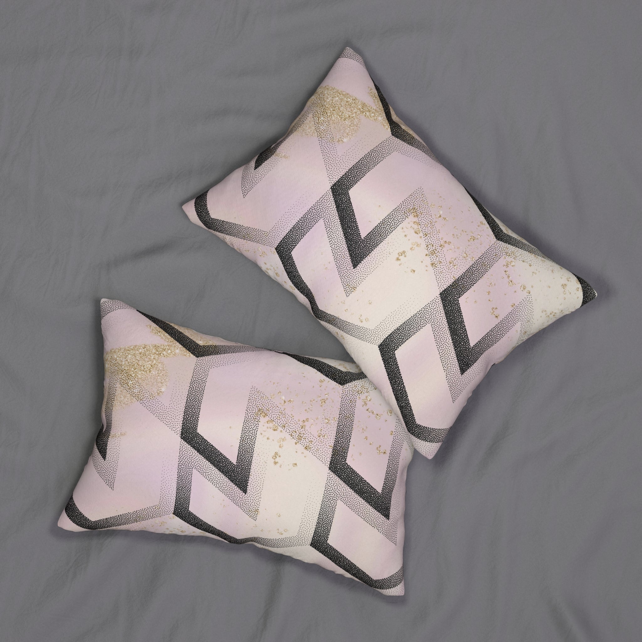 Abstract Lumbar Pillow | Blush Pink, Black Geometric