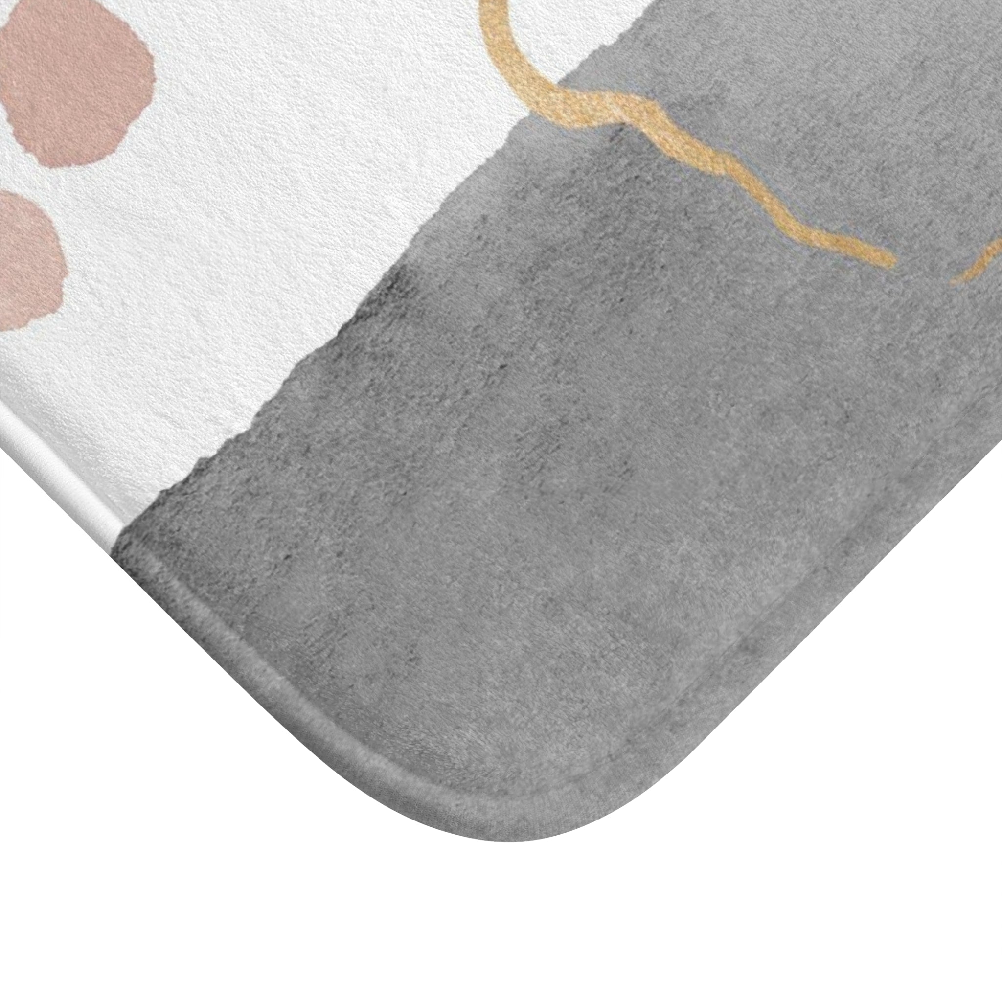 Abstract Bath Mat | White Blush Pink Grey, Gold Floral Kitchen Mat