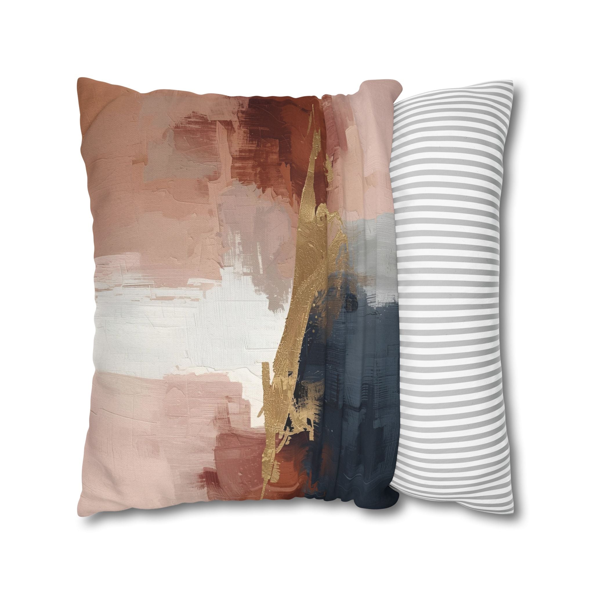 Abstract Pillow Cover | Earthy Neutral Blue Pink Rust