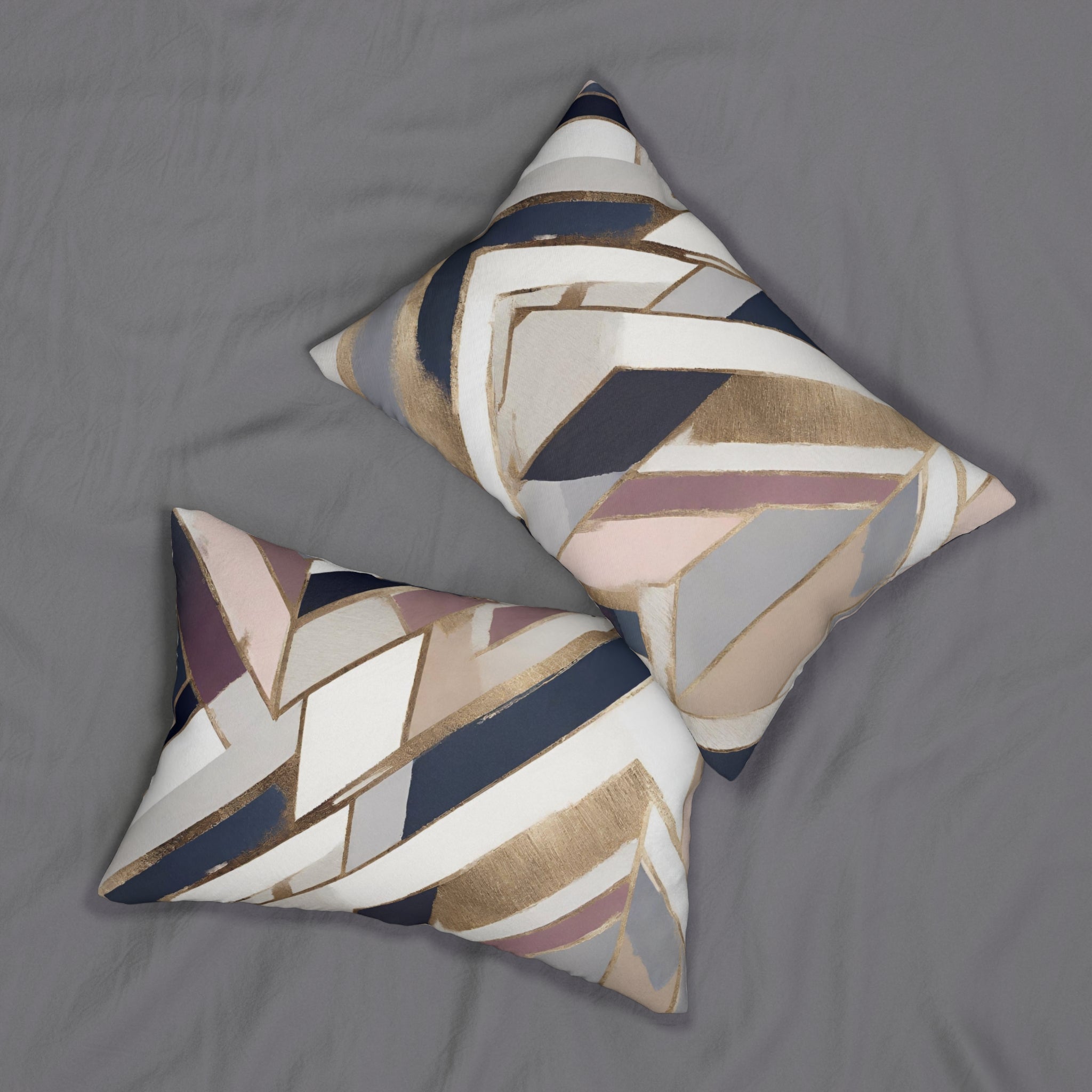 Lumbar Pillow | White, Muted Gold, Navy blue