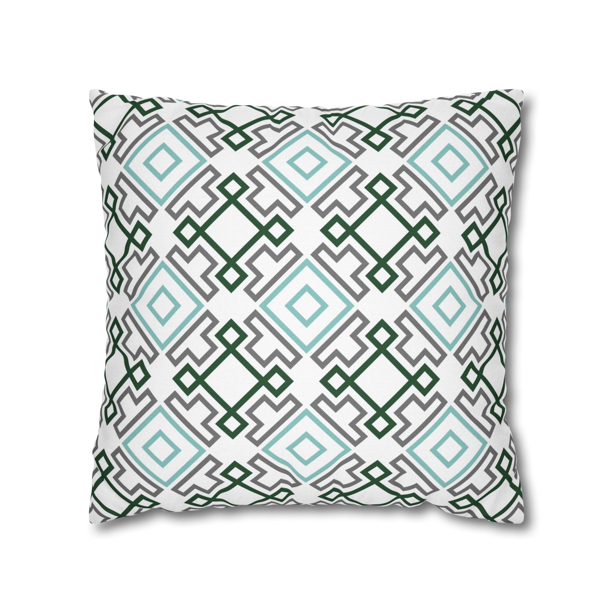 Abstract Pillow Cover | White Green Grey Geometric