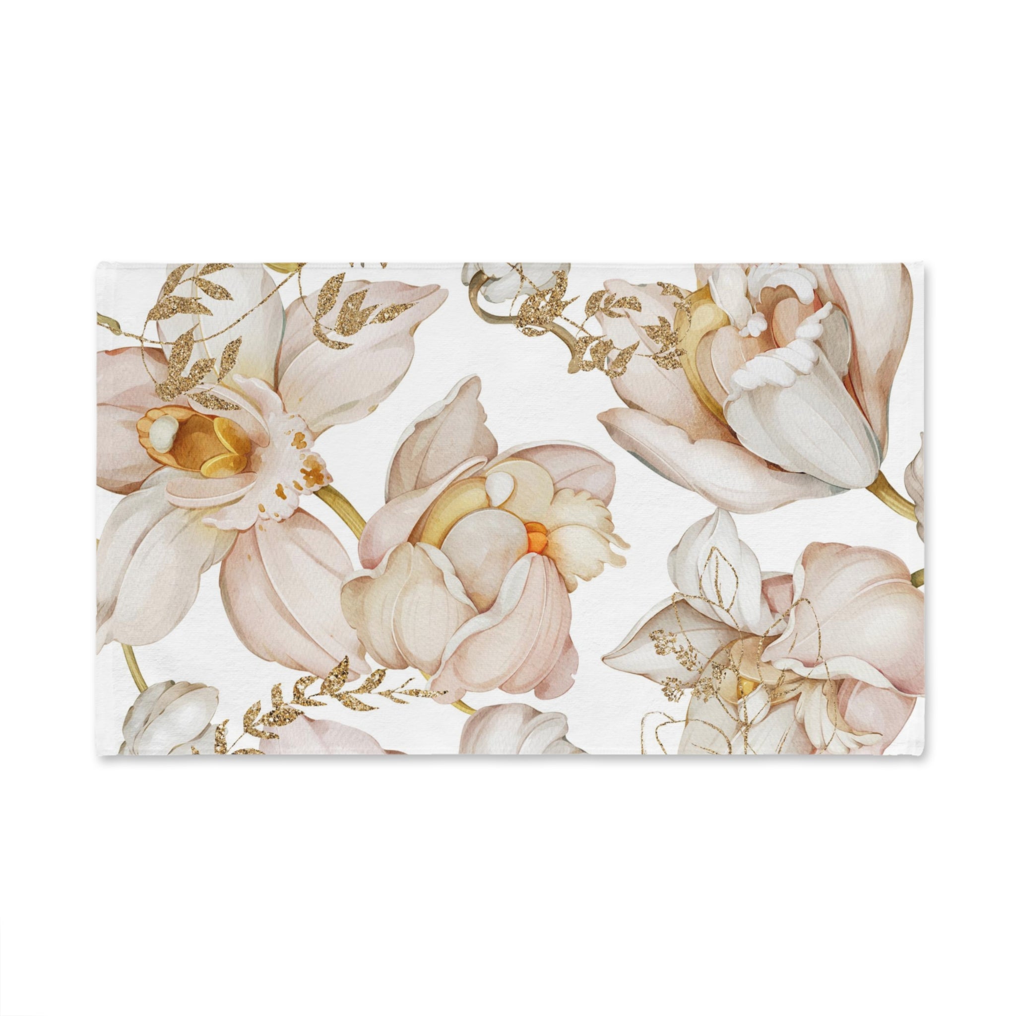 Boho Floral Kitchen, Bath Hand Towel | White Blush Pink Orchids
