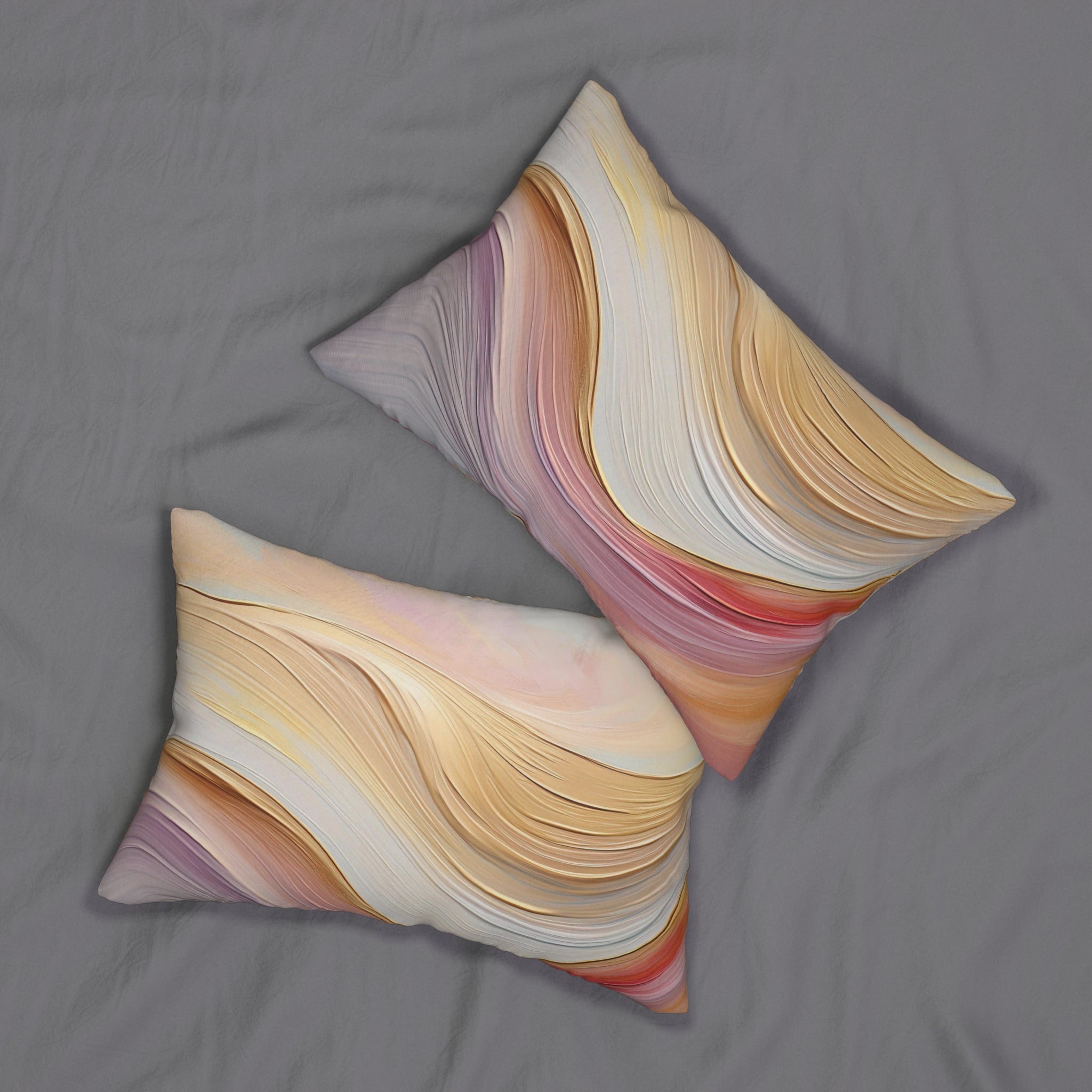 Abstract Lumbar Pillow | Lavender Gray Pink, Beige