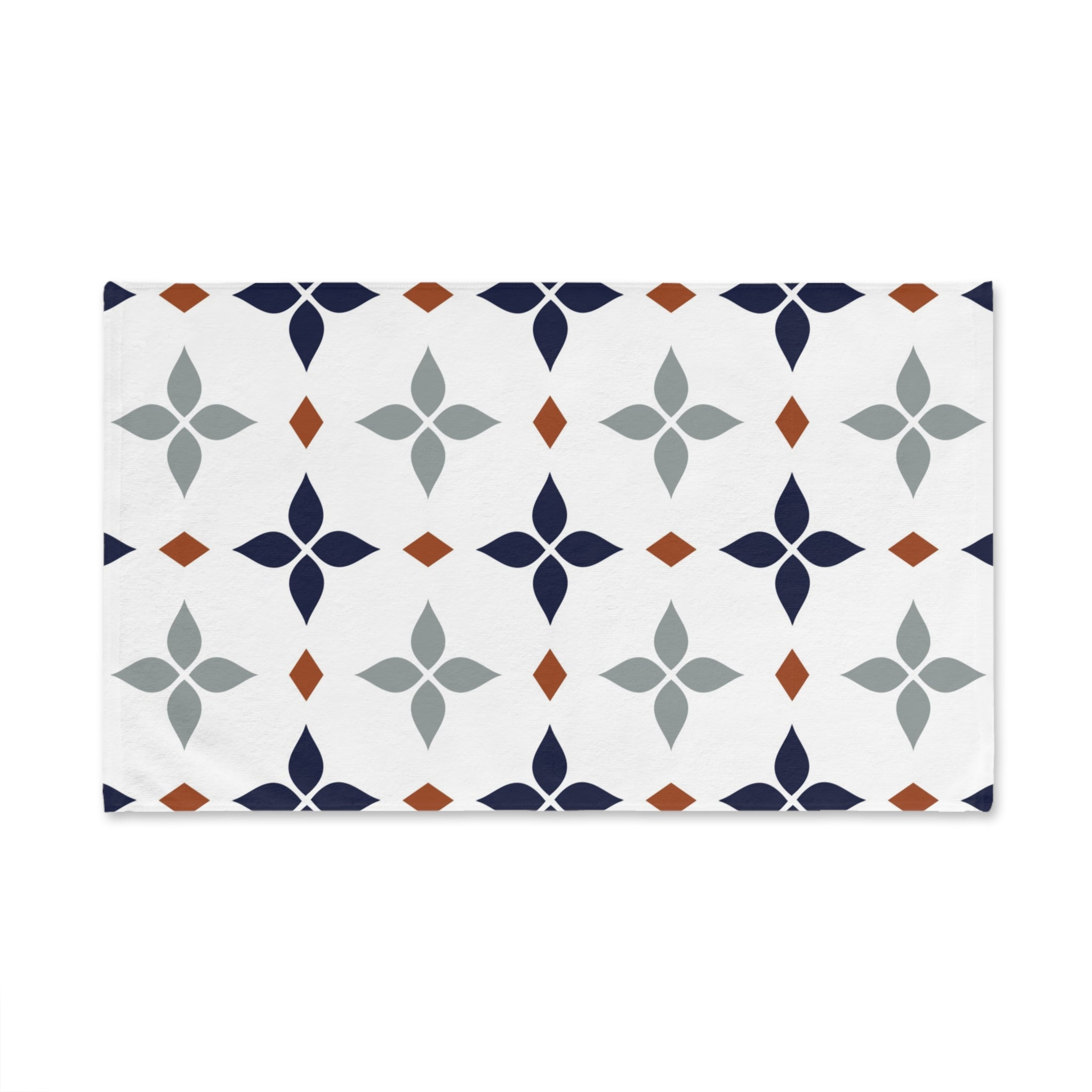 Retro Kitchen, Bath Hand Towel | Vintage Art Deco, Nouveau White, Navy Blue, Grey