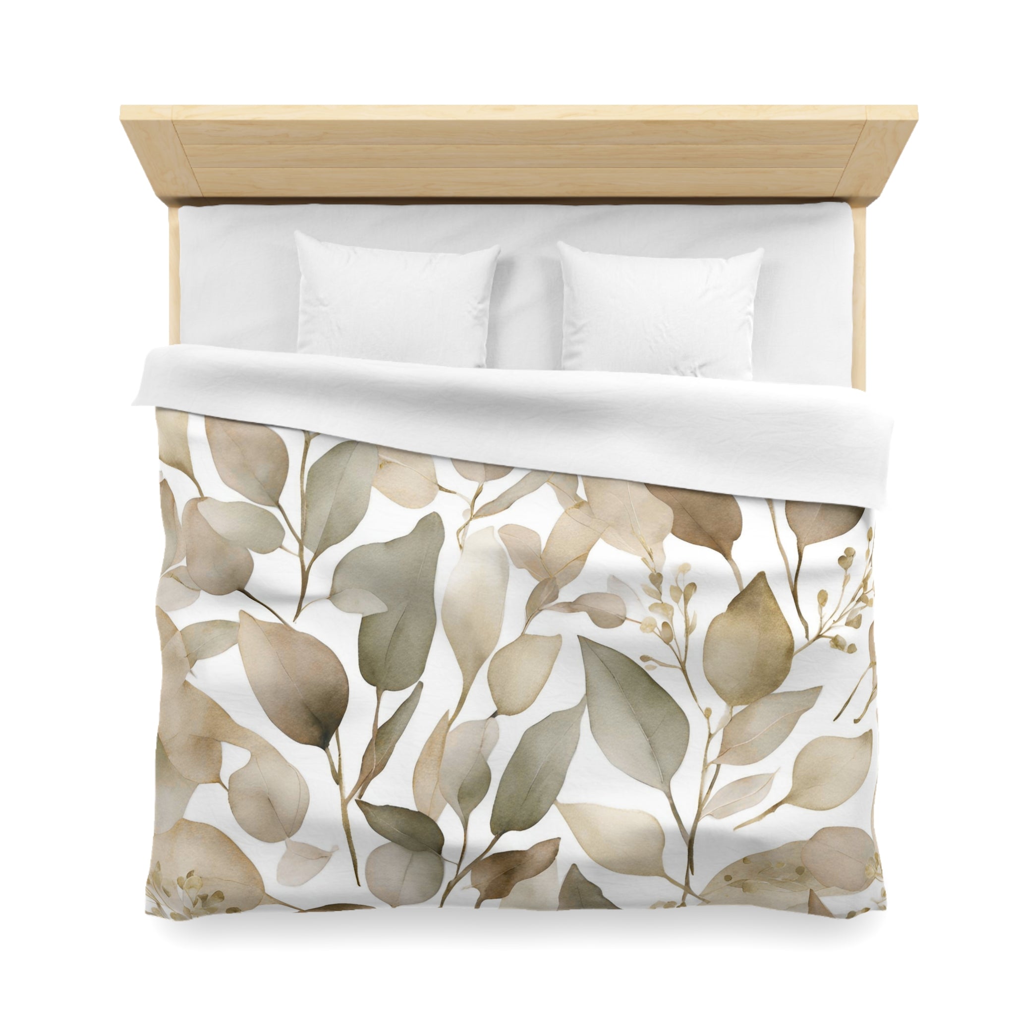 Floral Duvet, Pillow Cover | White Beige Earthy Nature Bedroom Decor