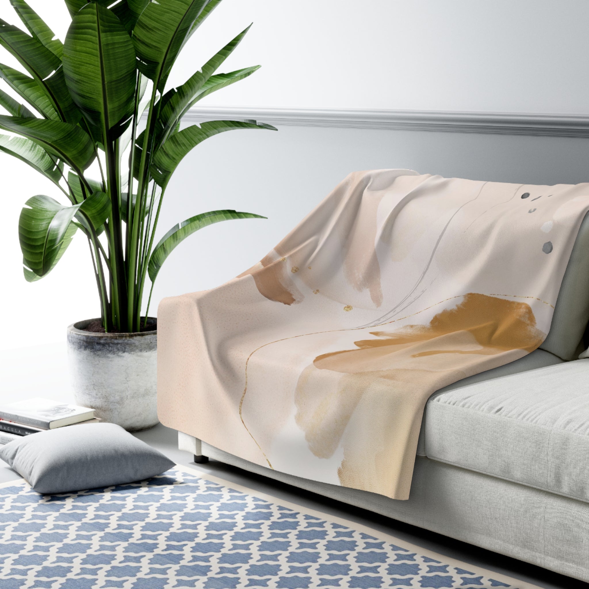 Abstract Throw Blanket | Beige Watercolor