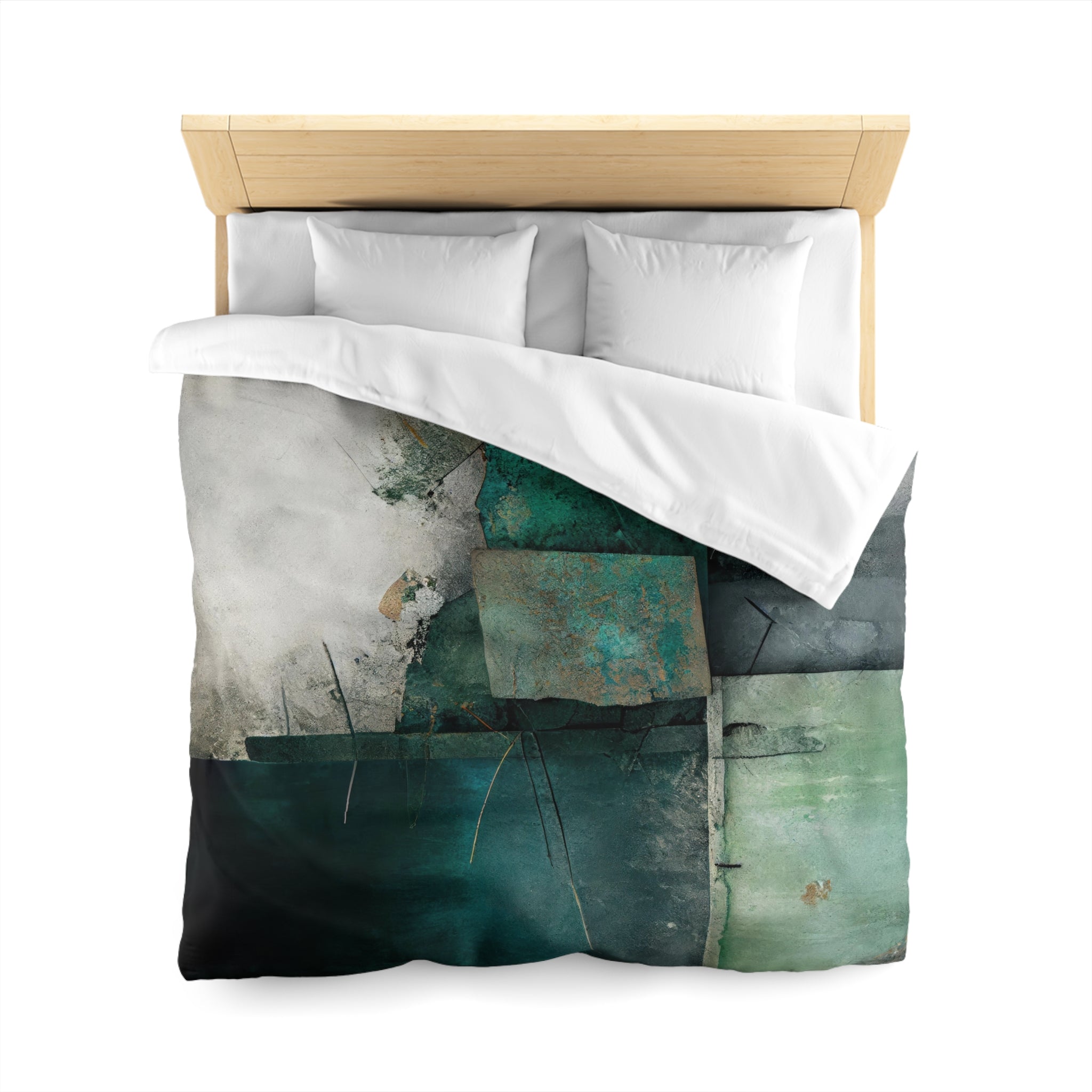Rustic Abstract Duvet Cover | Sage, Teal Green Grey | Bedroom Decor