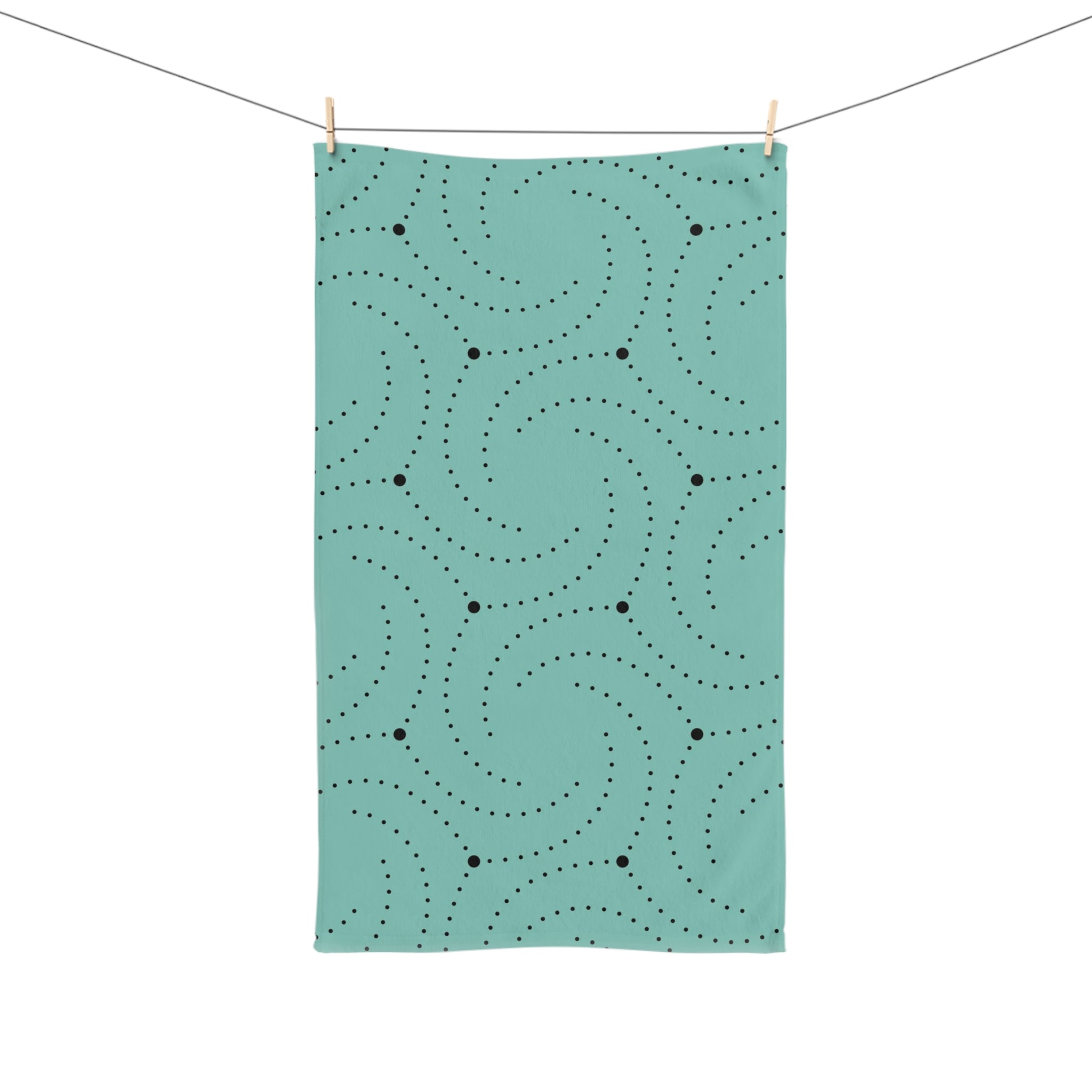Art Deco, Bath Hand Towel | Black Sage Teal Green, Minimalist Geometric