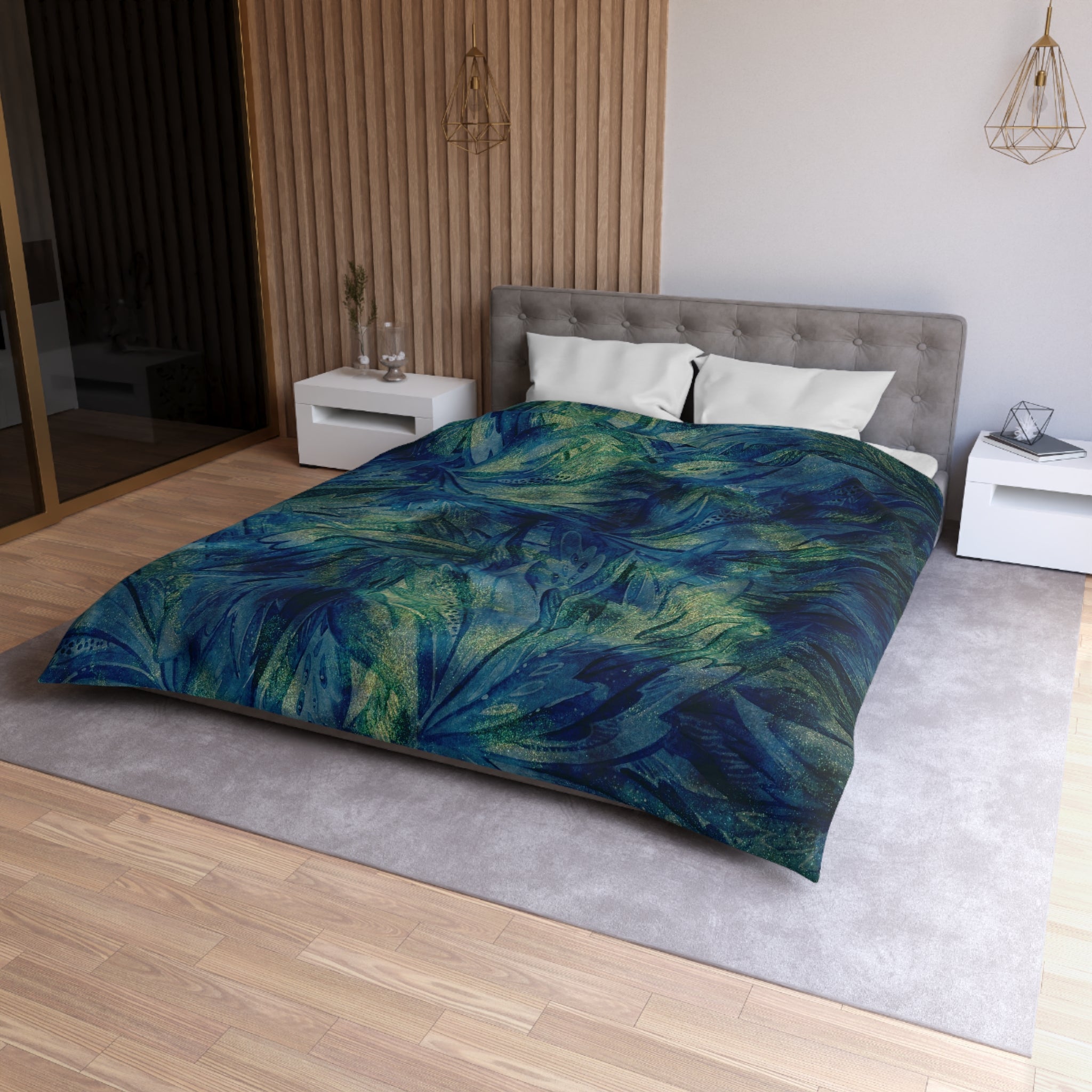 Abstract Duvet, Pillow Cover Set | Blue Green Bedroom Set
