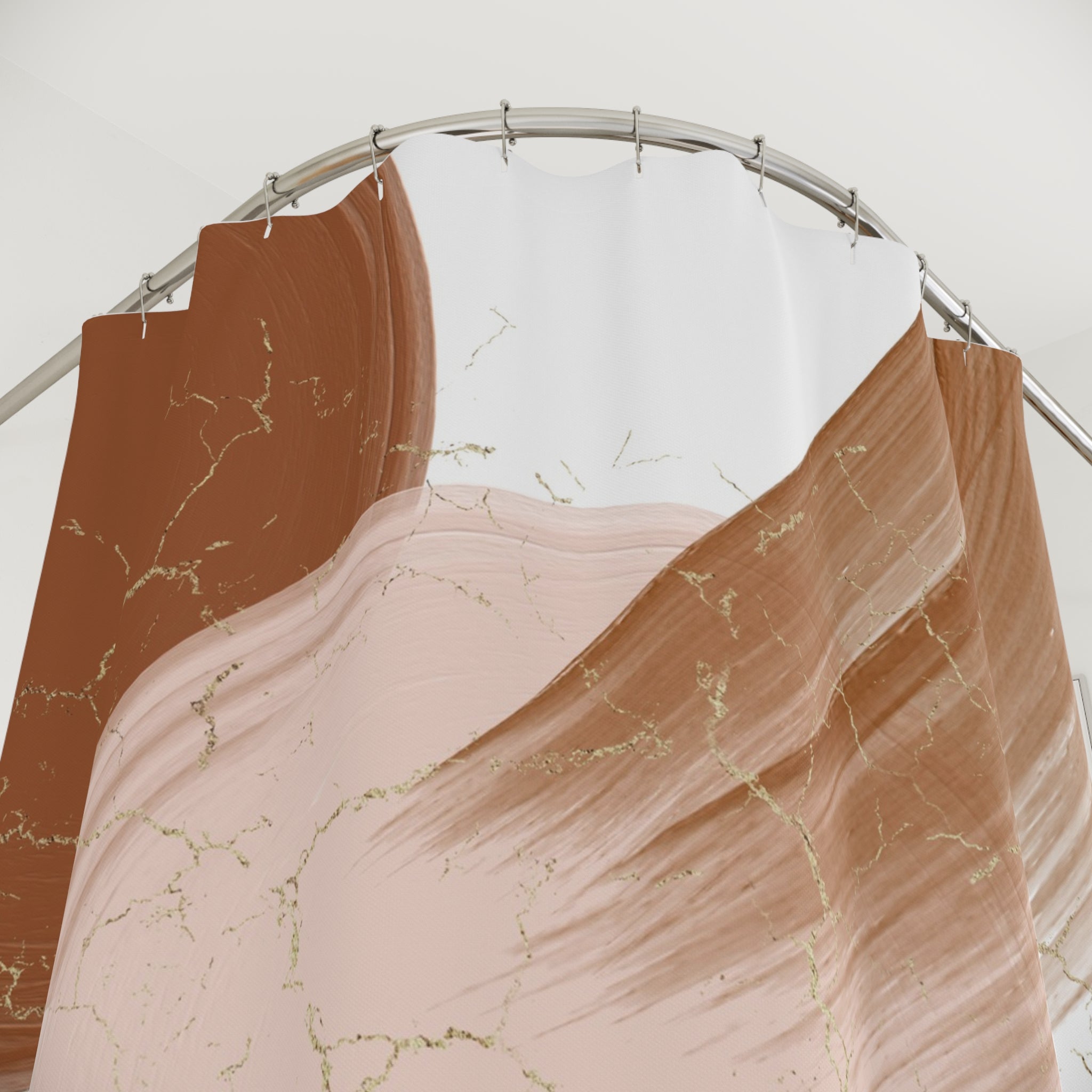 Abstract Boho Shower Curtain | Earthy Brown Beige Pink
