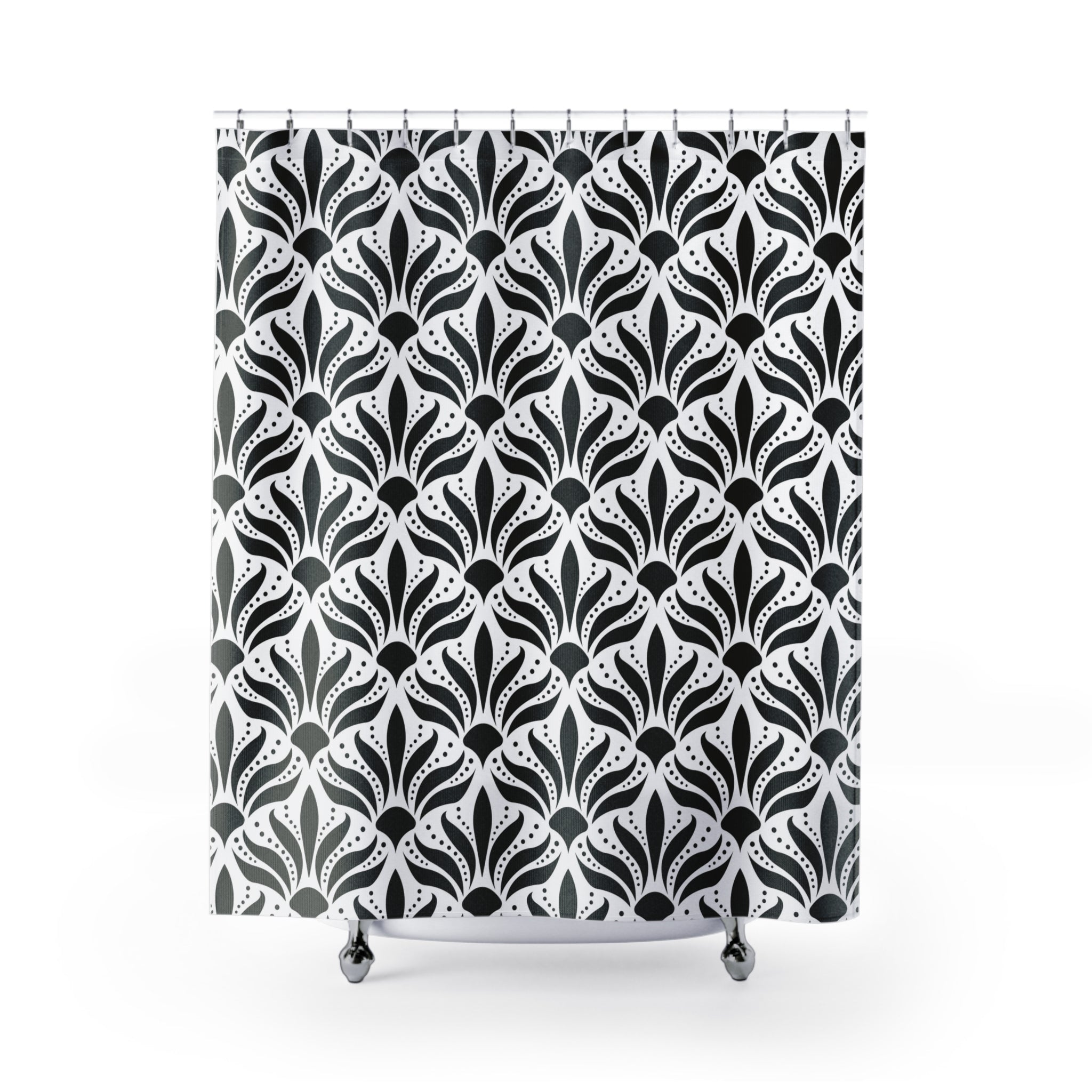Black White Shower Curtain | Art Noveau Fabric Curtain